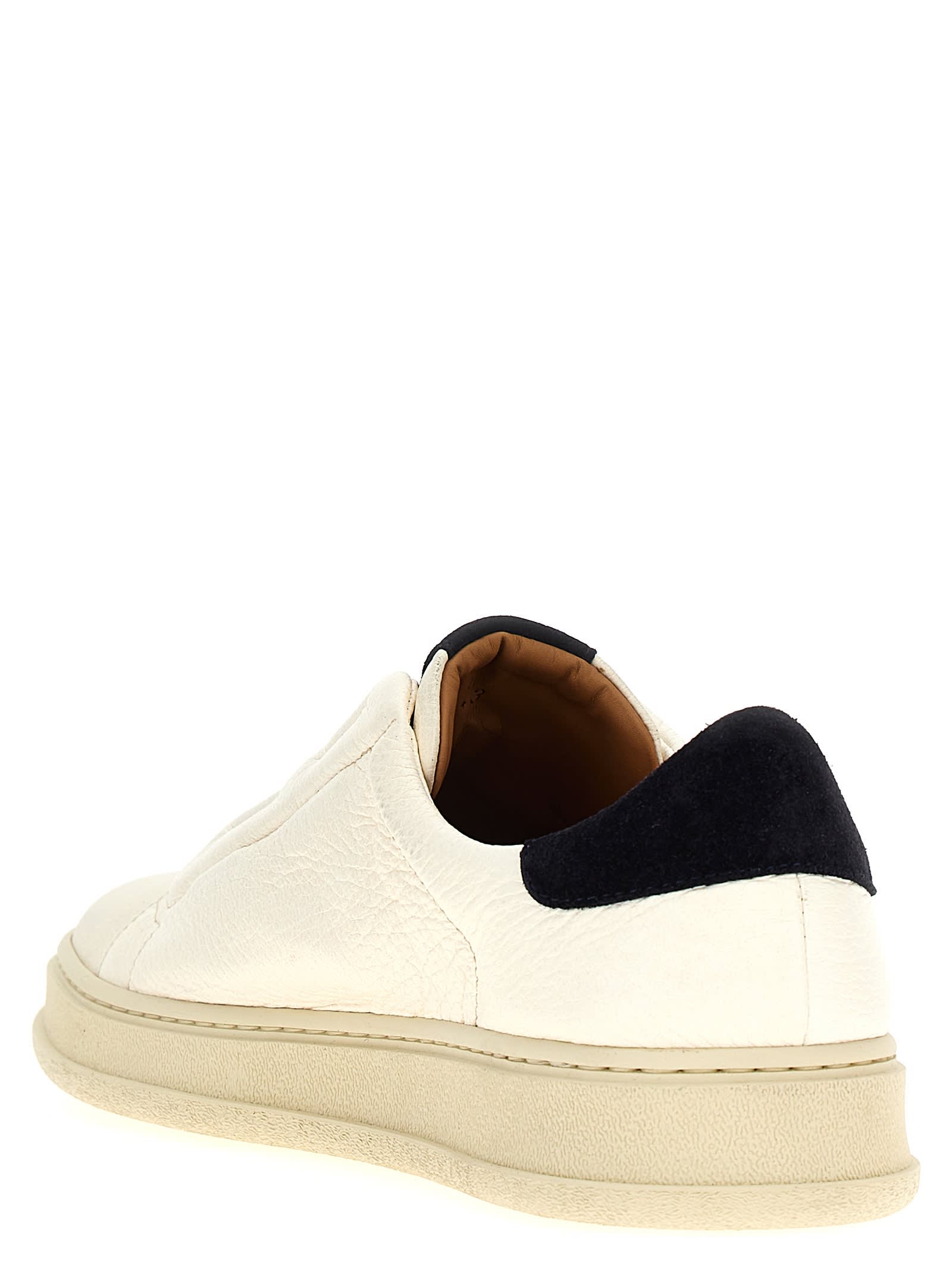 Shop Kiton Double Stitch Sneakers In Blue