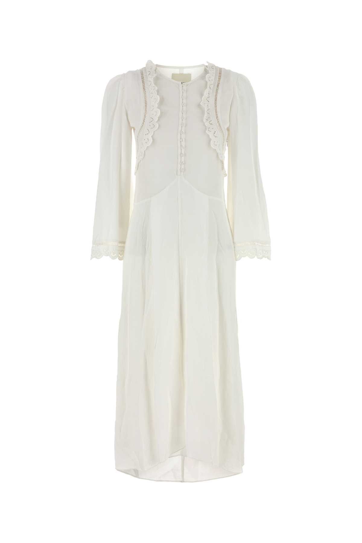 Isabel Marant Midi Dress With Long Sleeves And Lace Trim In White