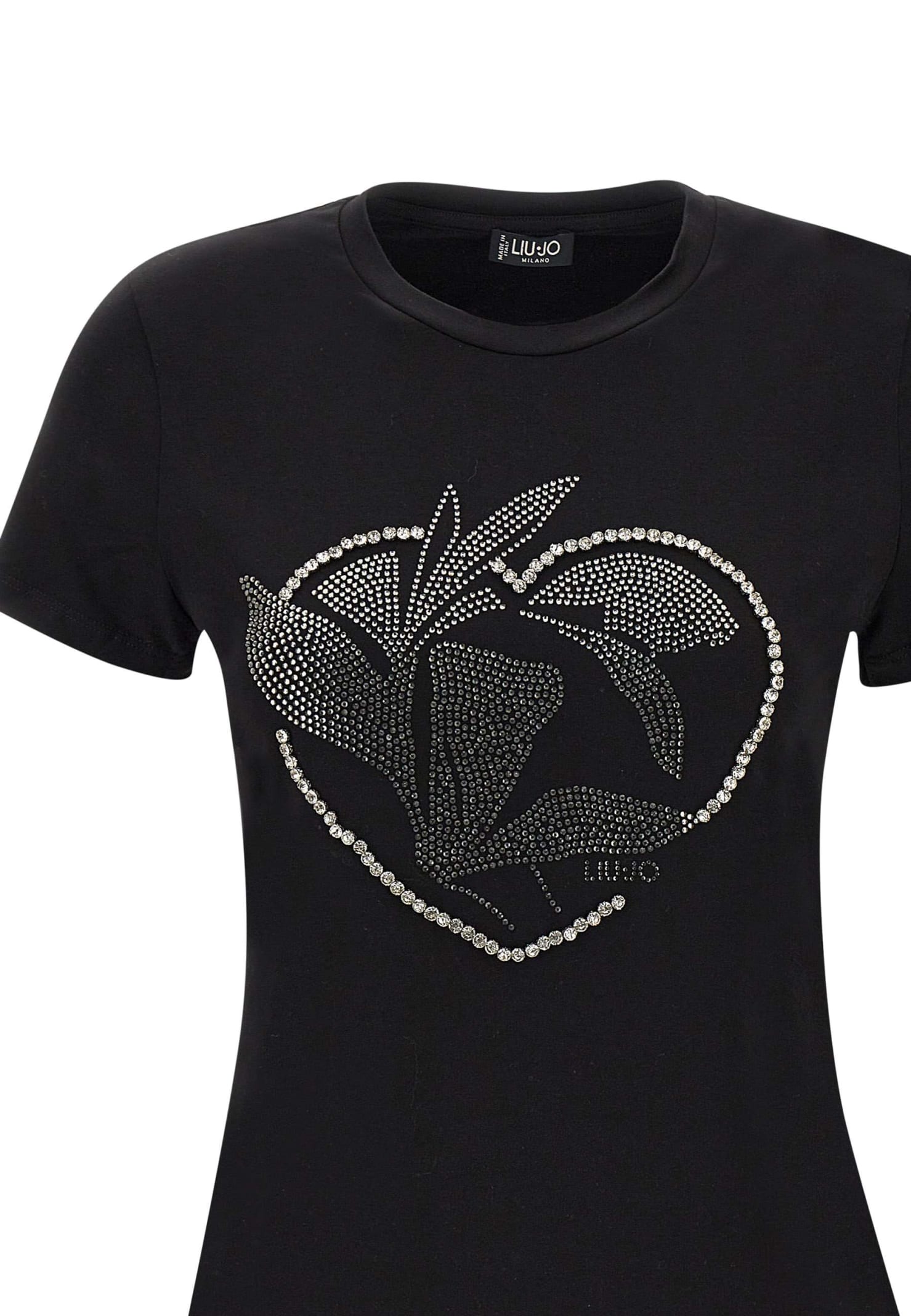Shop Liu •jo Moda Cotton T-shirt In Black