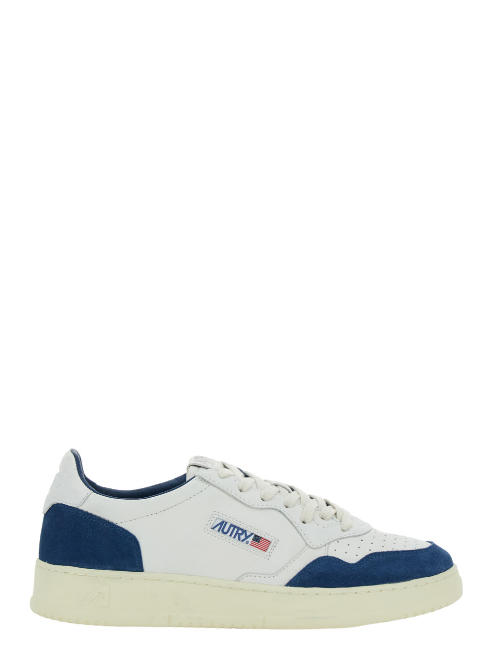 medalist Low White Low Top Sneakers With Side Logo Detail In Leather And Suede Man