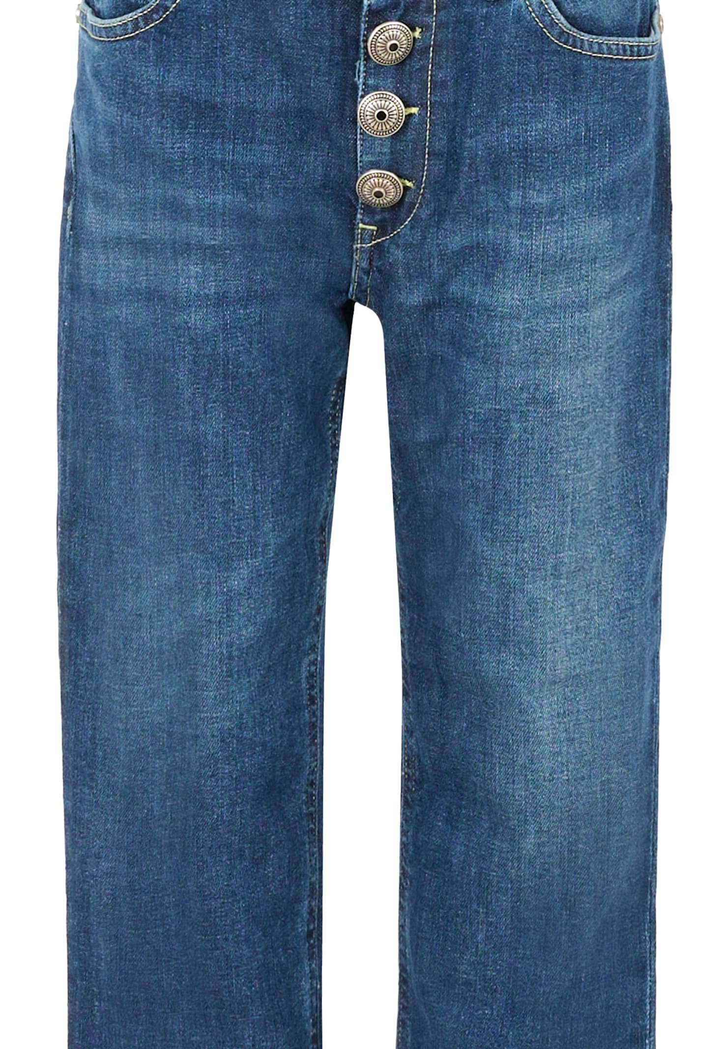 Dondup Blue Denim Jeans For Girl With Buttons In Blue