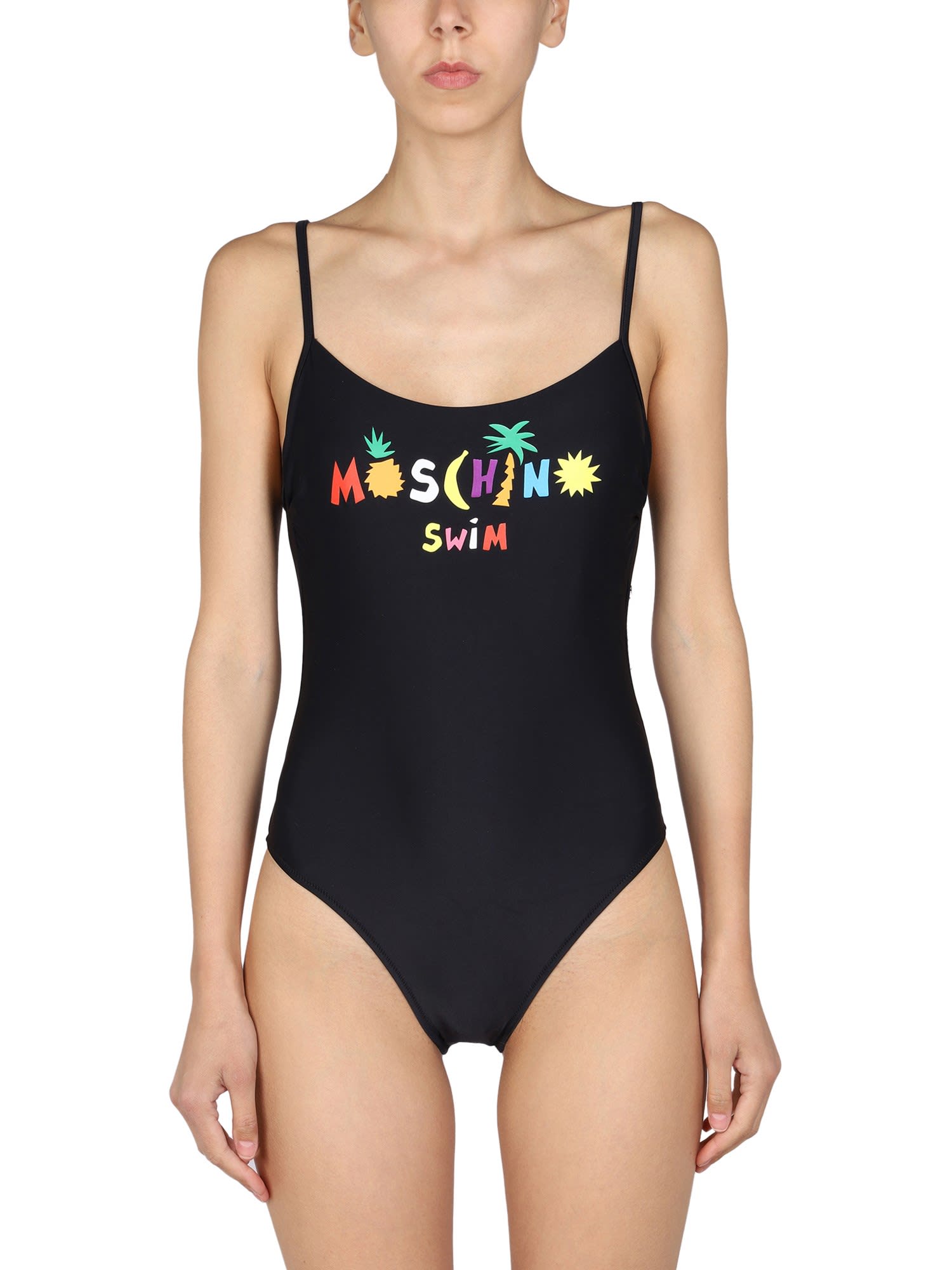 Moschino Logo Print One Piece Swimsuit