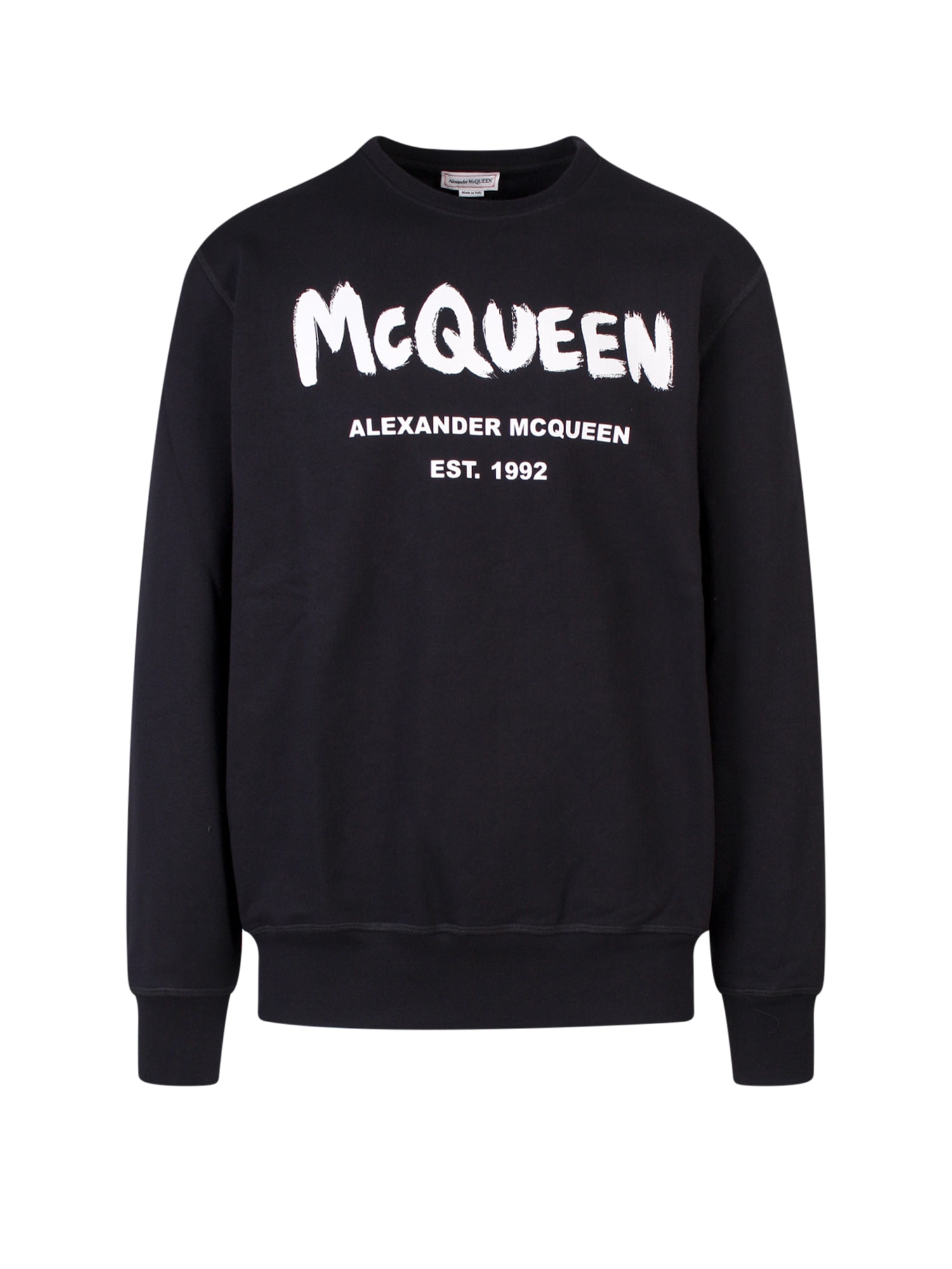 Alexander Mcqueen Graffiti Core Crewneck Sweatshirt In Black