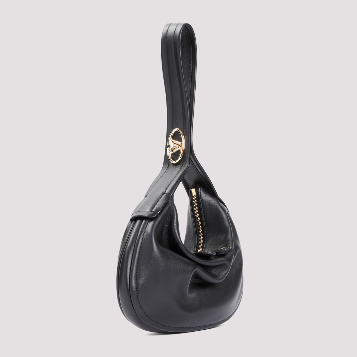 Shop Valentino Go-hobo Small Leather Bag In No Nero