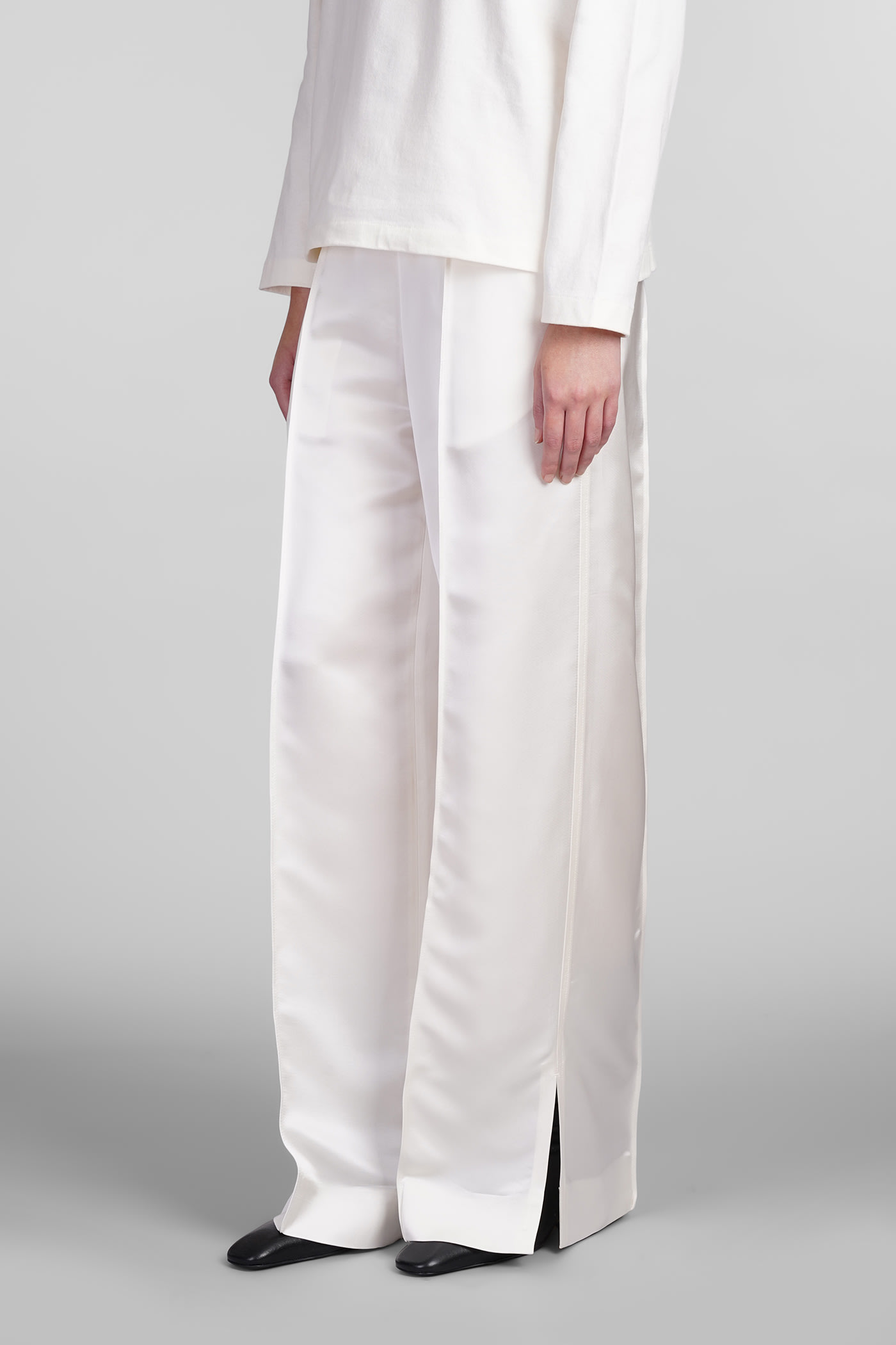 Shop Jil Sander Pants In White Polyamide Polyester