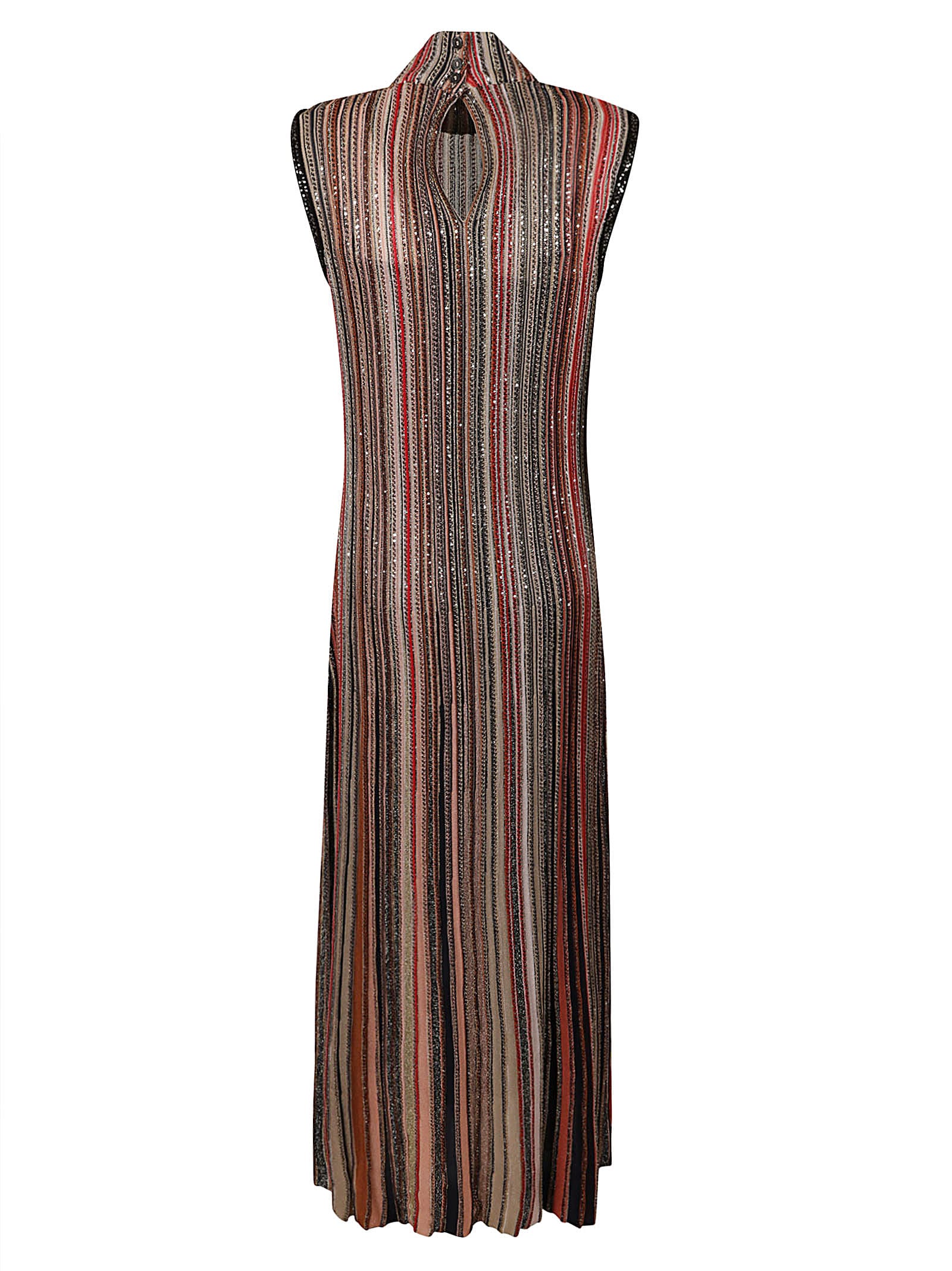 Shop Missoni Embellished Sleeveless Stripe Dress In Multicolor
