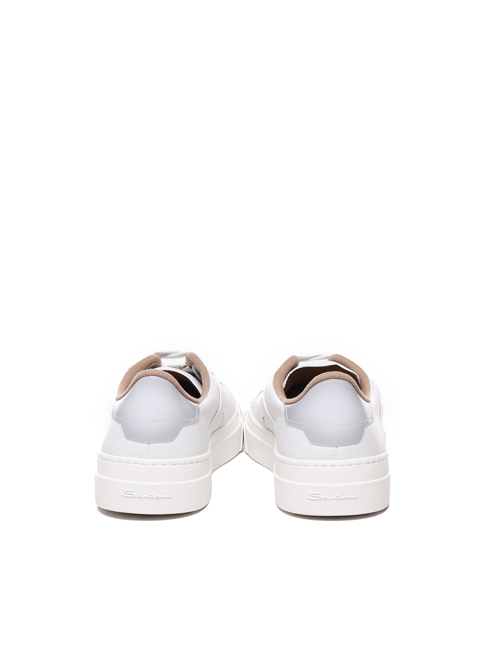 Shop Santoni Sneakers In Suede In Soft Cream