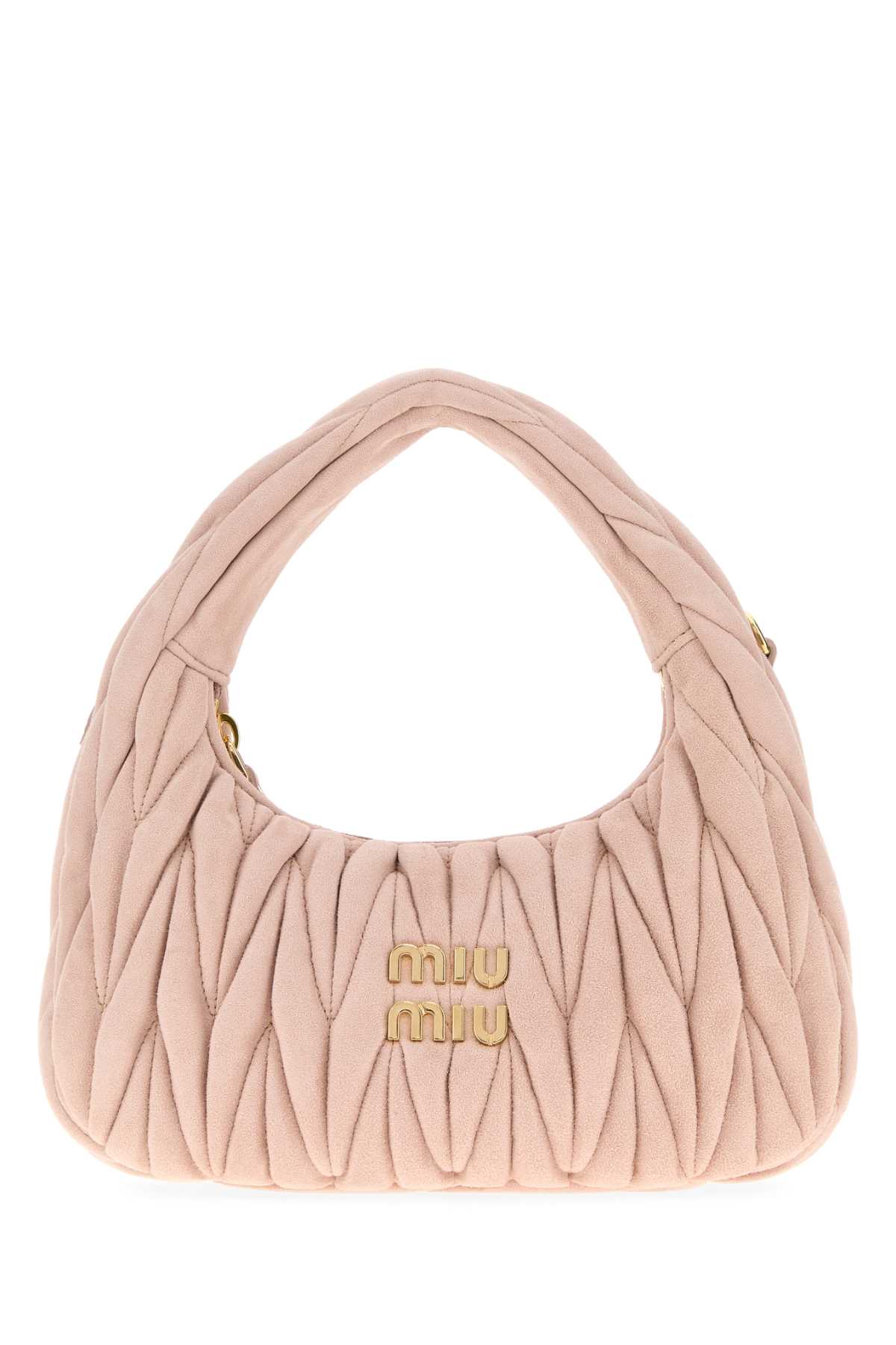 Miu Miu Pastel Pink Suede Handbag In Pink