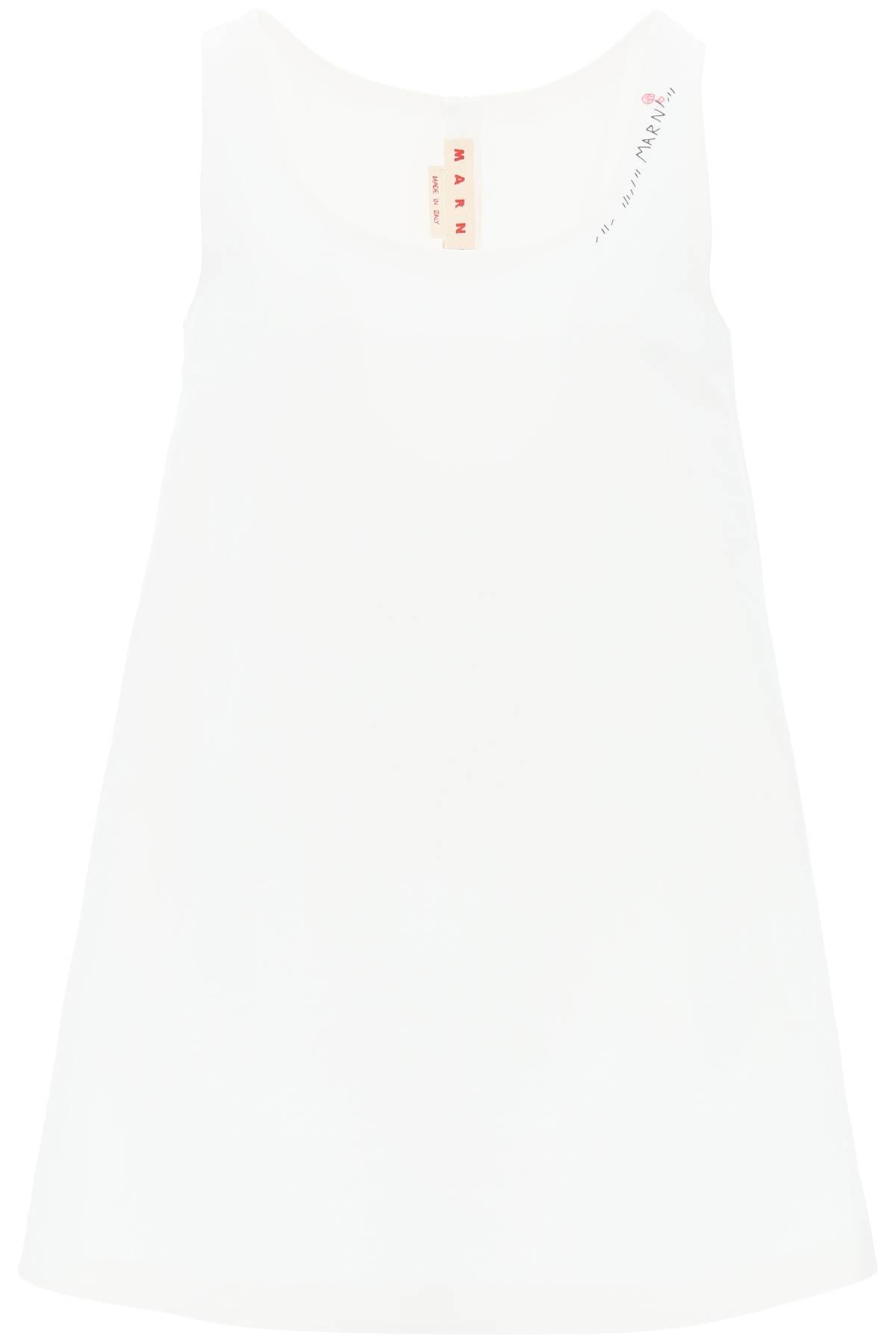 Shop Marni Flared Dress With Hand-embroidered In Lily White (white)