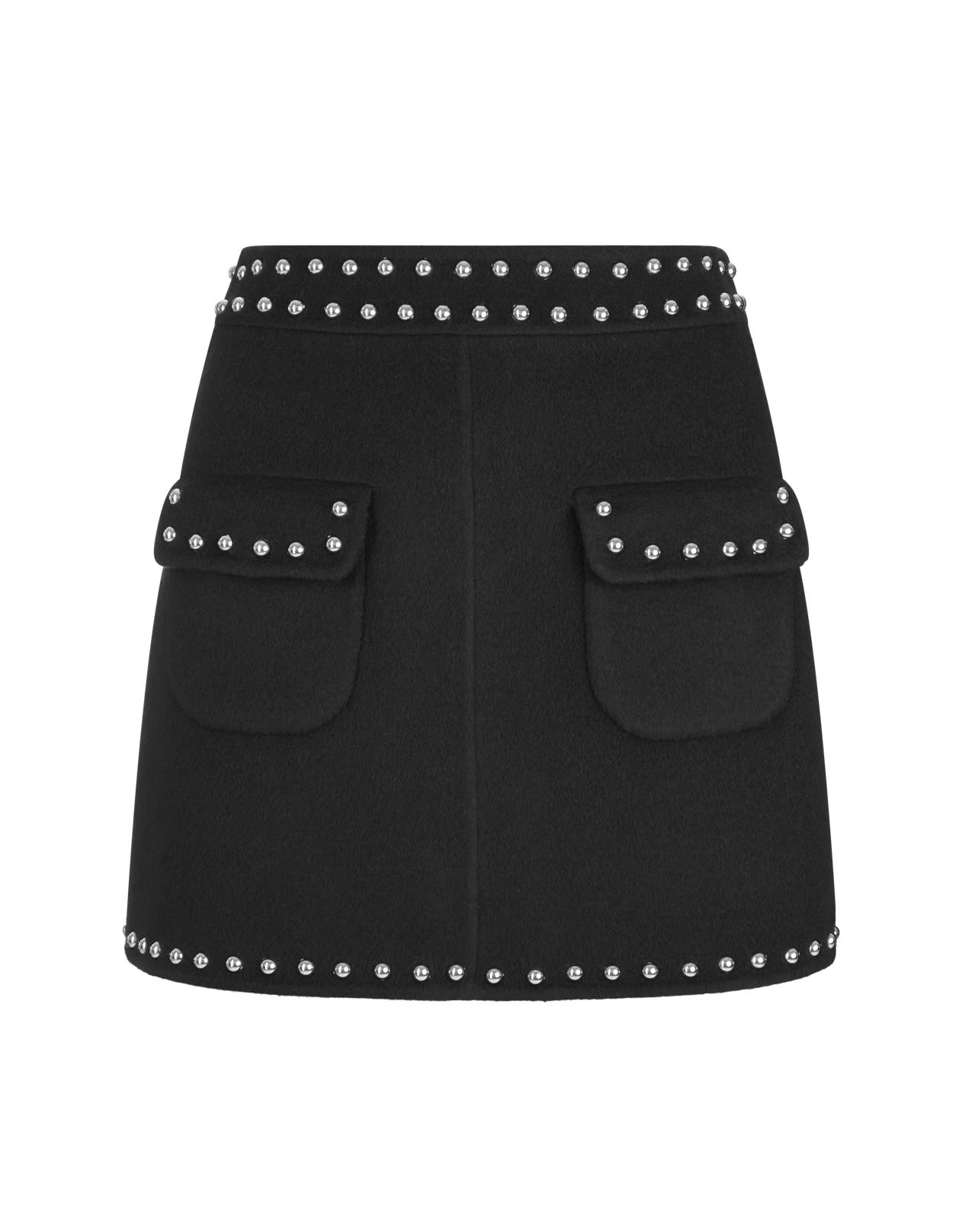 Parosh Black Leak Mini Skirt With Studs