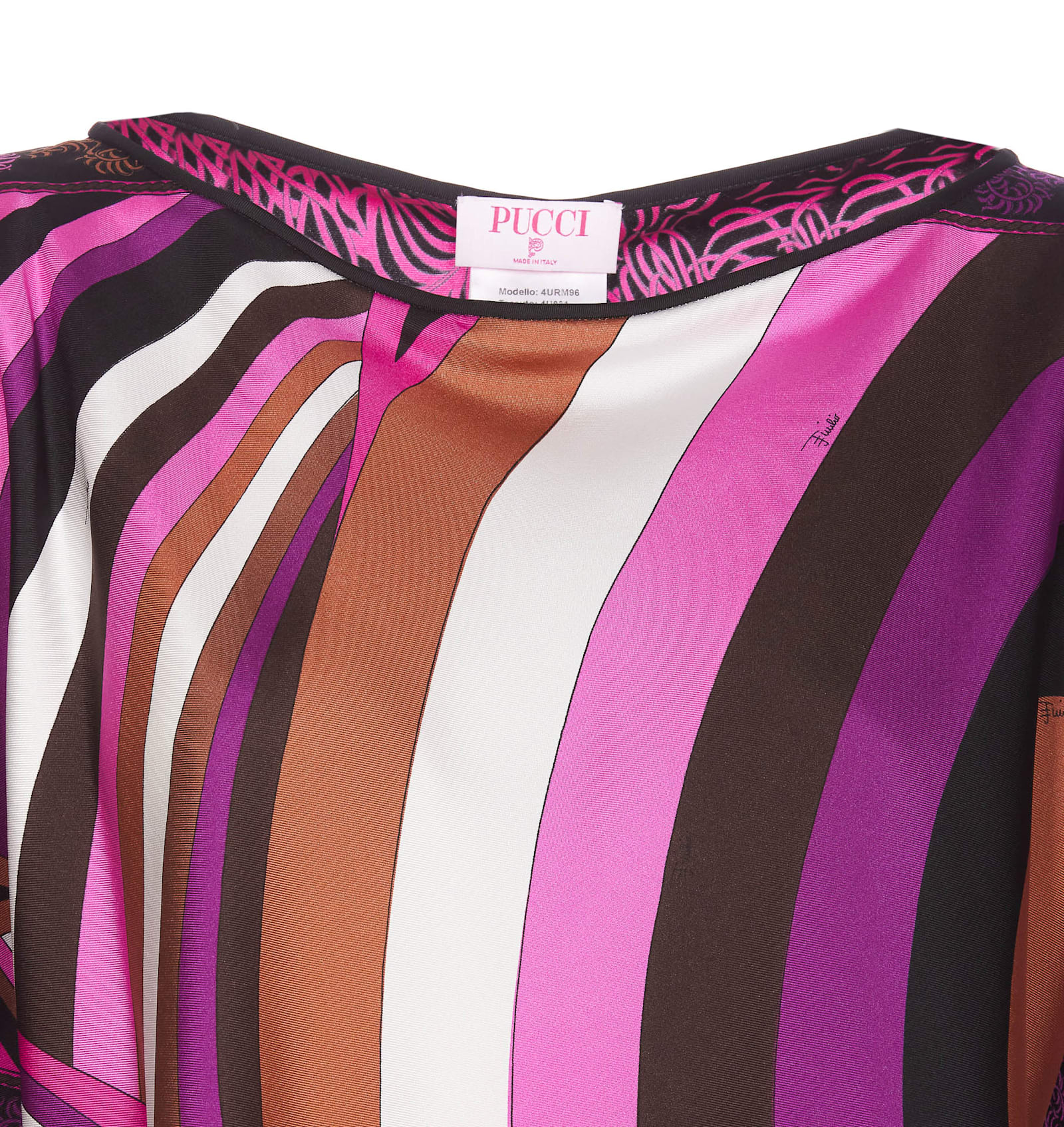 Shop Pucci Kaftan Top With Iride And Swan Print In Pink