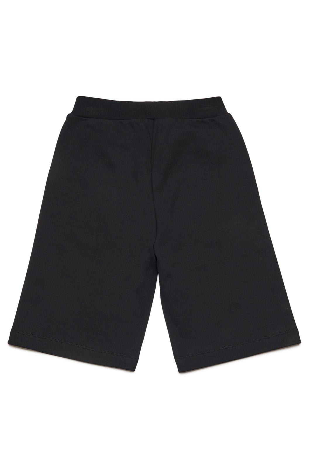 Shop Marni Logo-printed Elasticated Waistband Shorts In Black