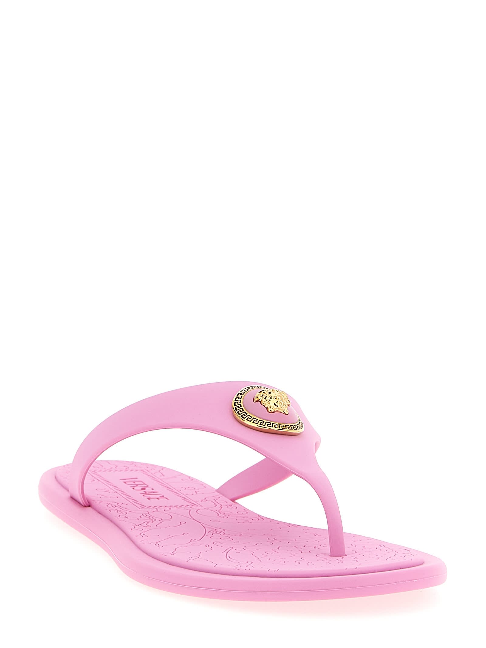 Versace Alia Sandales Plates En Caoutchouc In Pink