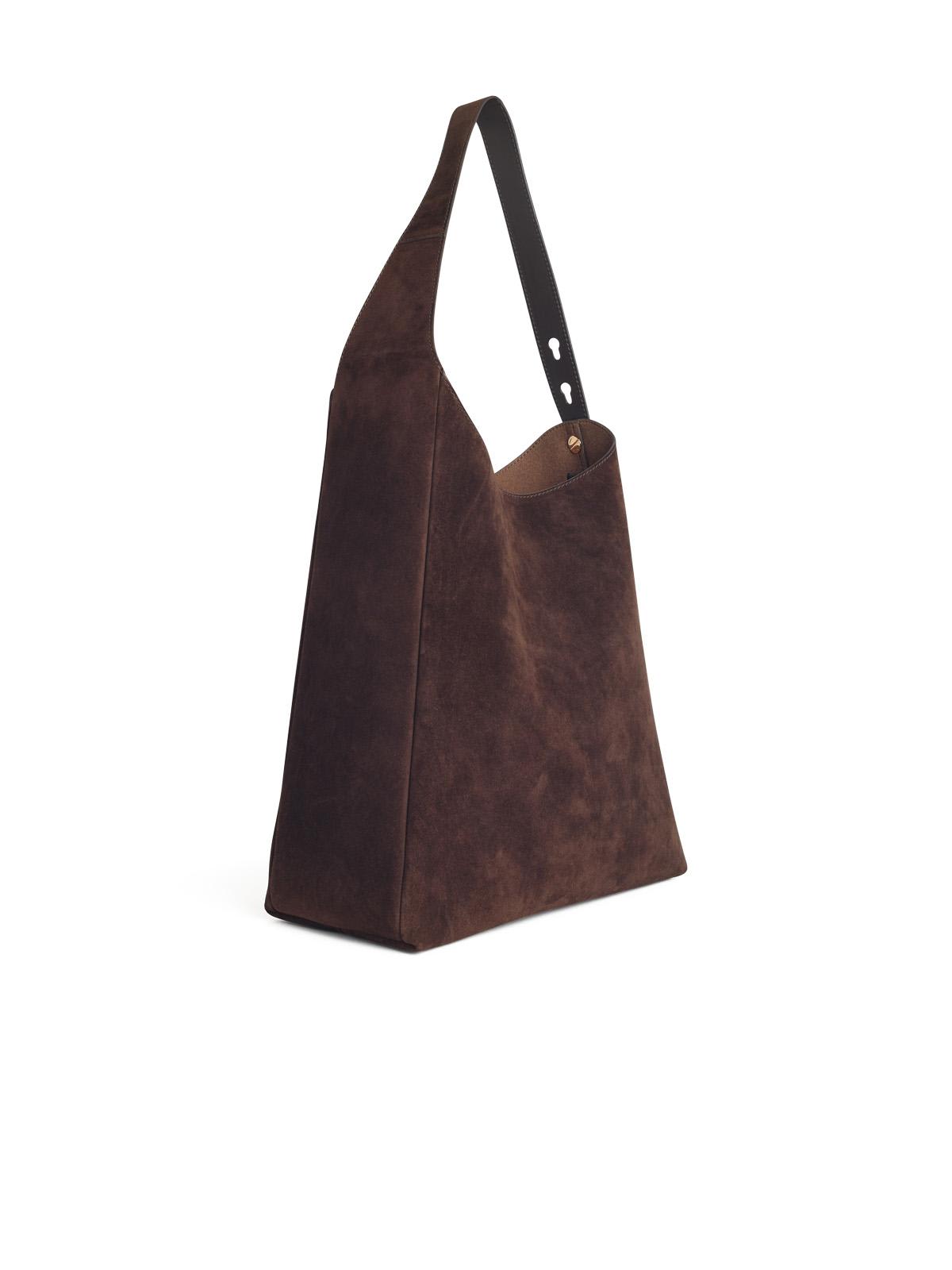 Tory Burch Hobo Romy Dark Brown Suede Bag In Burgundy