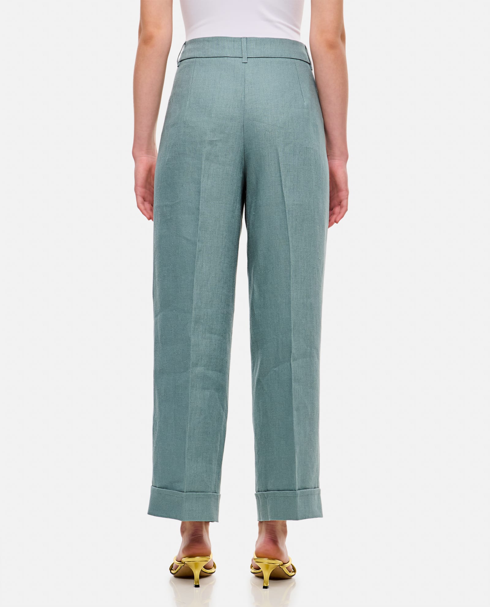 Shop 's Max Mara Salix Linen Pants In Azzurro