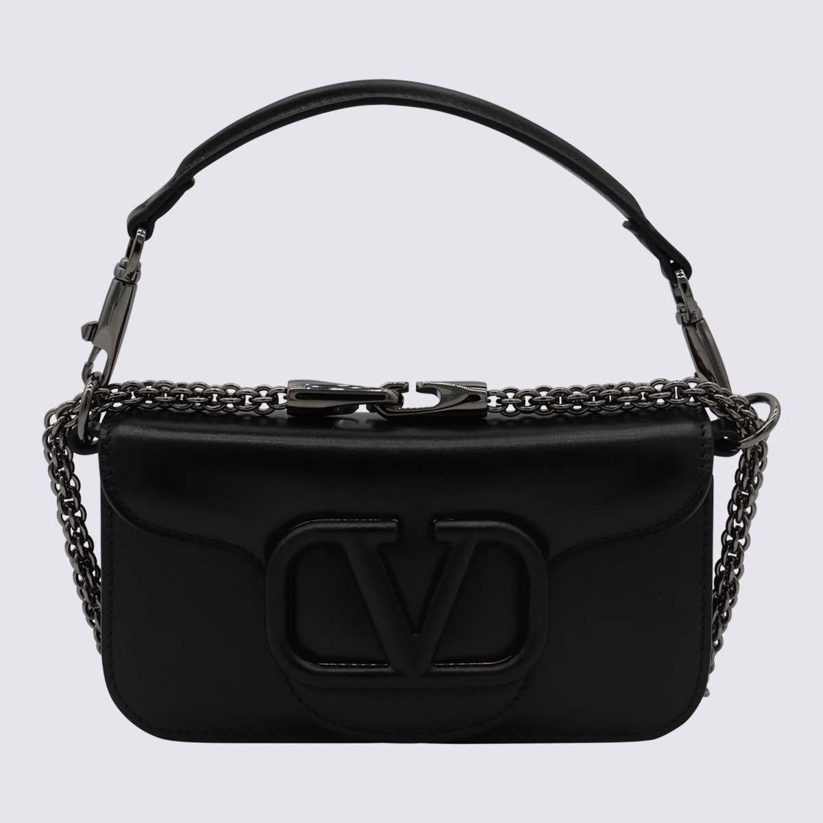 Shop Valentino Black Leather Small Loco Shoulder Bag