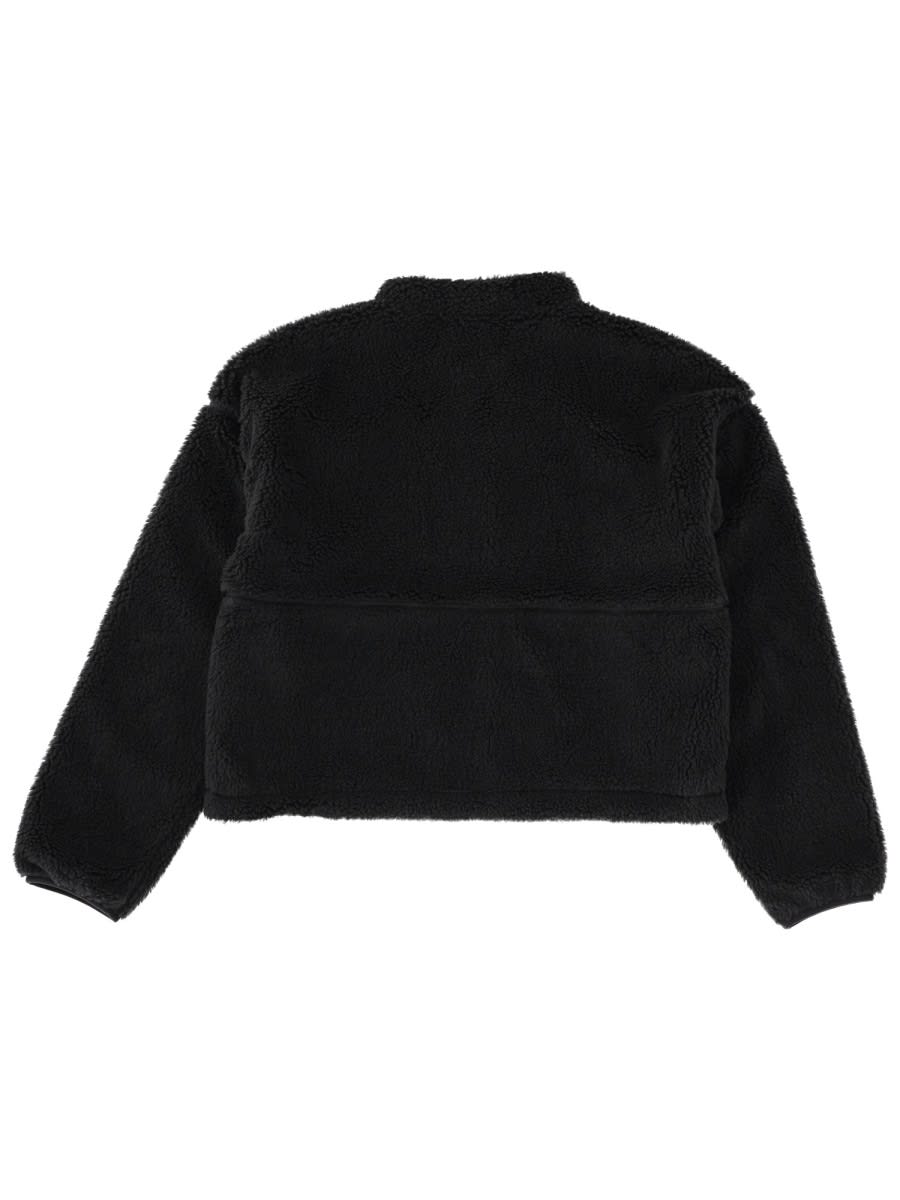 The North Face Luxurious Faux Fur High Collar Jacket In Black