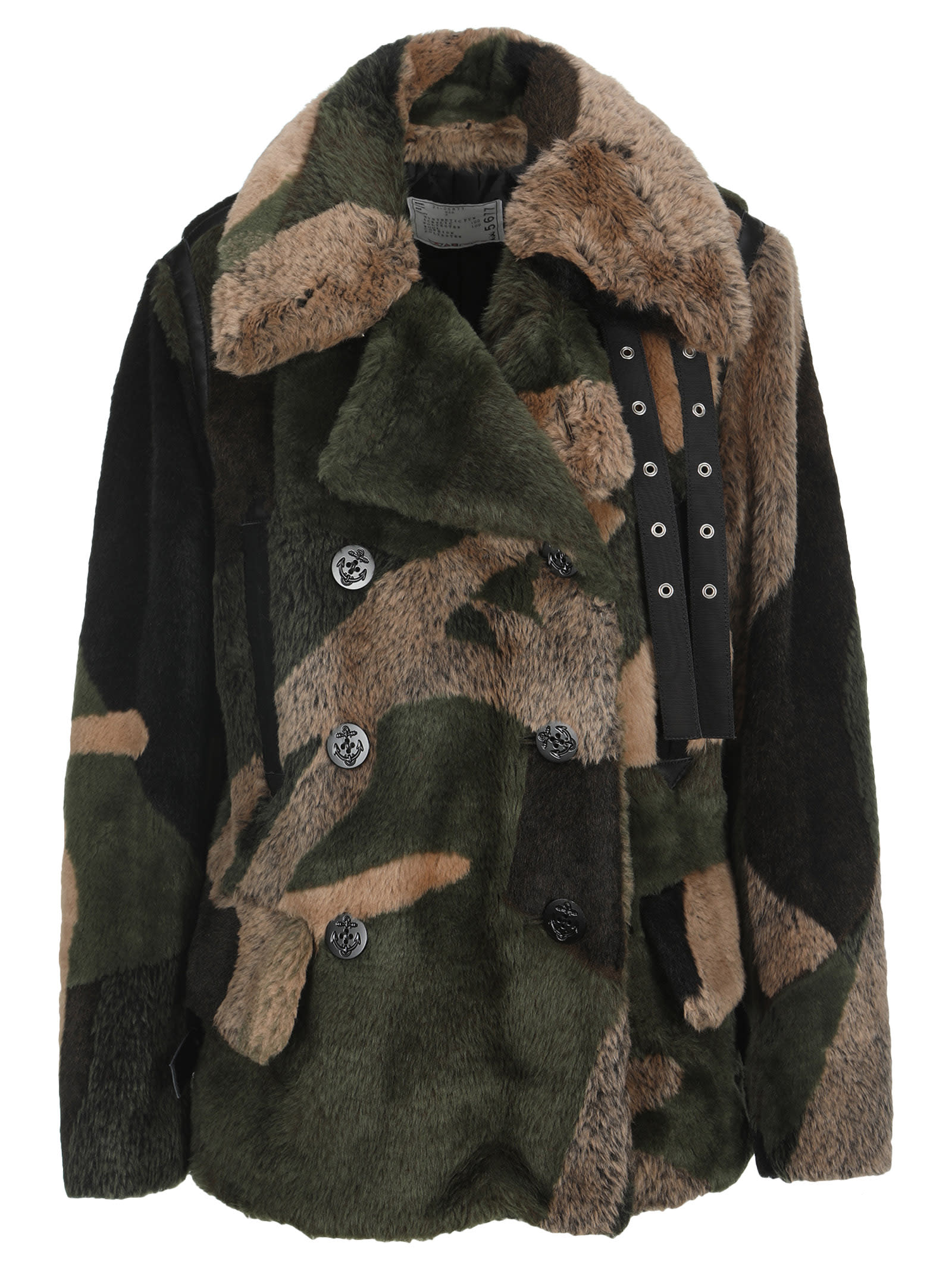 Sacai Kaws Camouflage Faux Fur Jacket