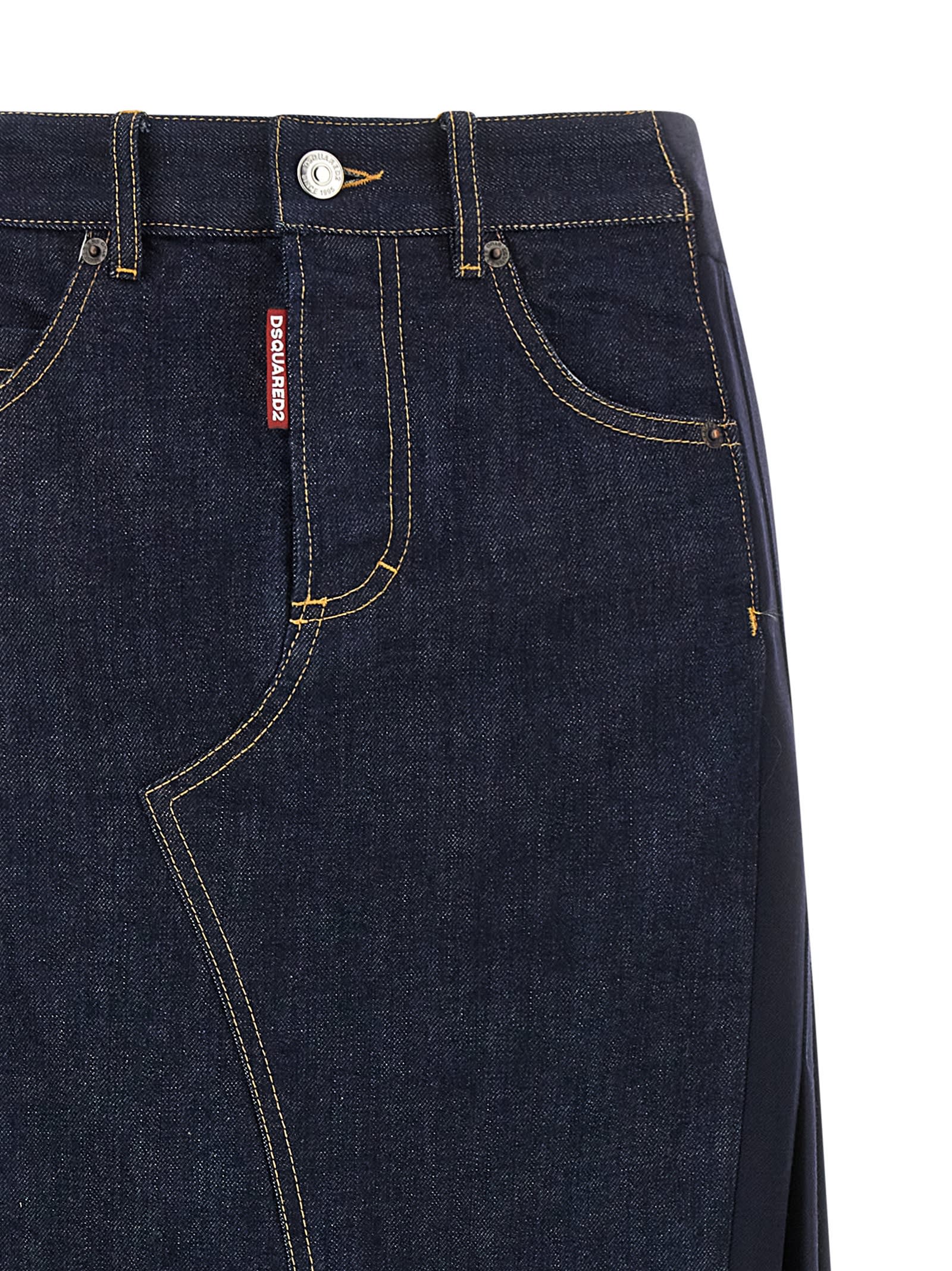 Dsquared2 Stitched Skirt With Pockets And Loops In Black