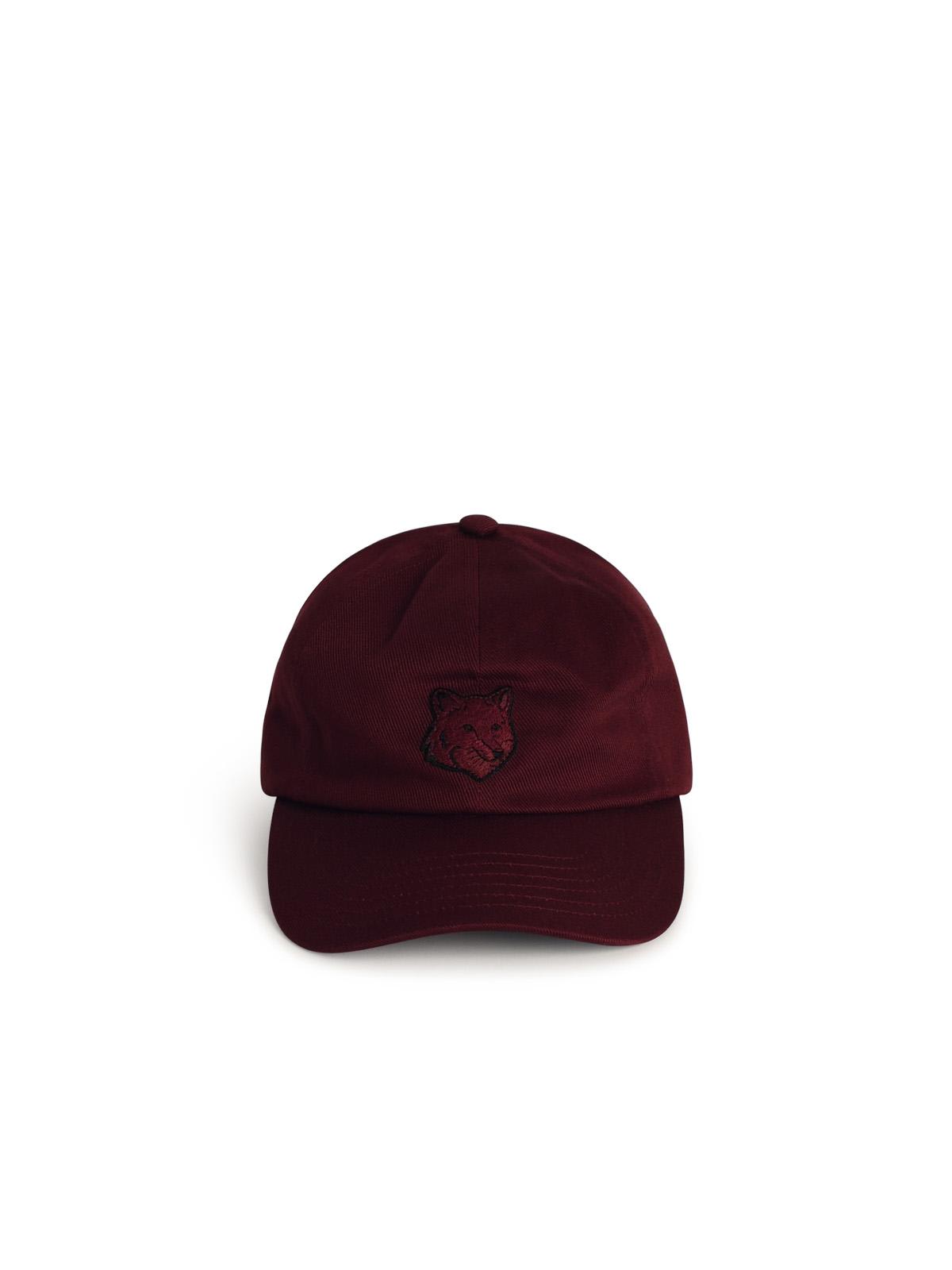 Maison Kitsuné Bold Fox Burgundy Cotton Cap