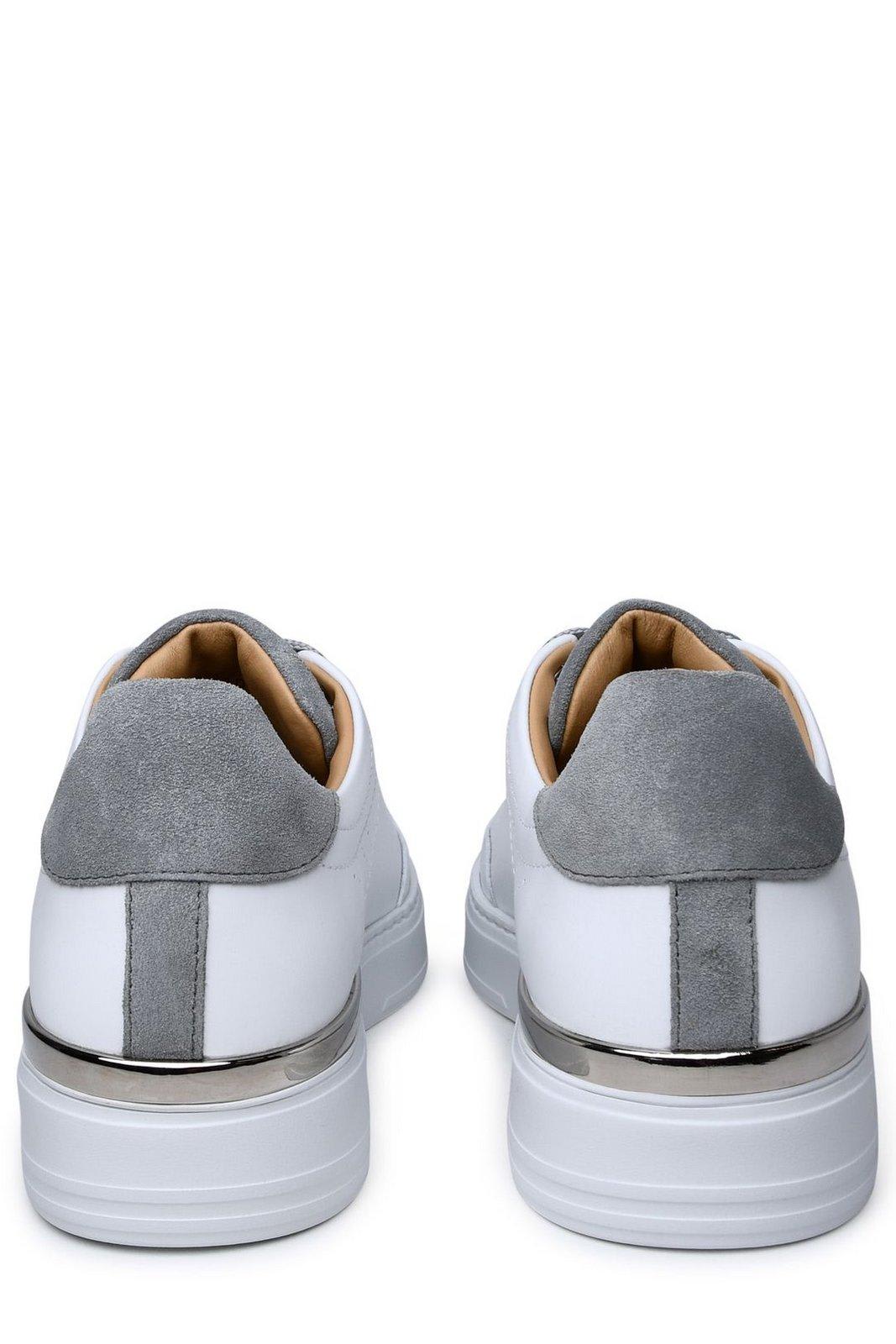 Shop Philipp Plein Mix Low-top Sneakers In White Grey