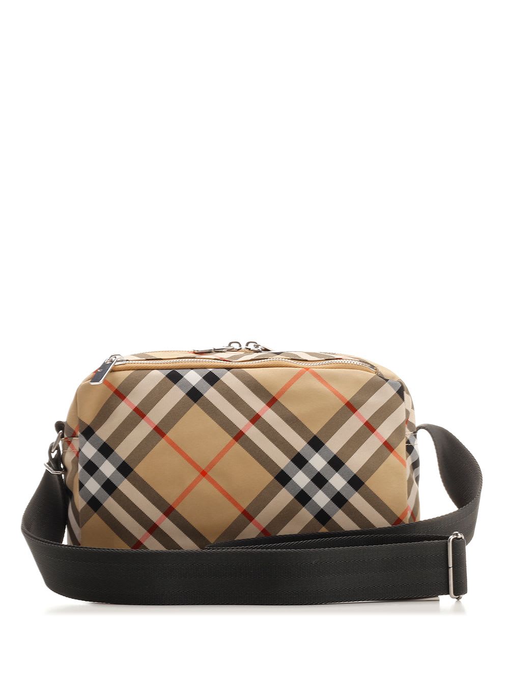 Shop Burberry Check Shoulder Bag In Beige