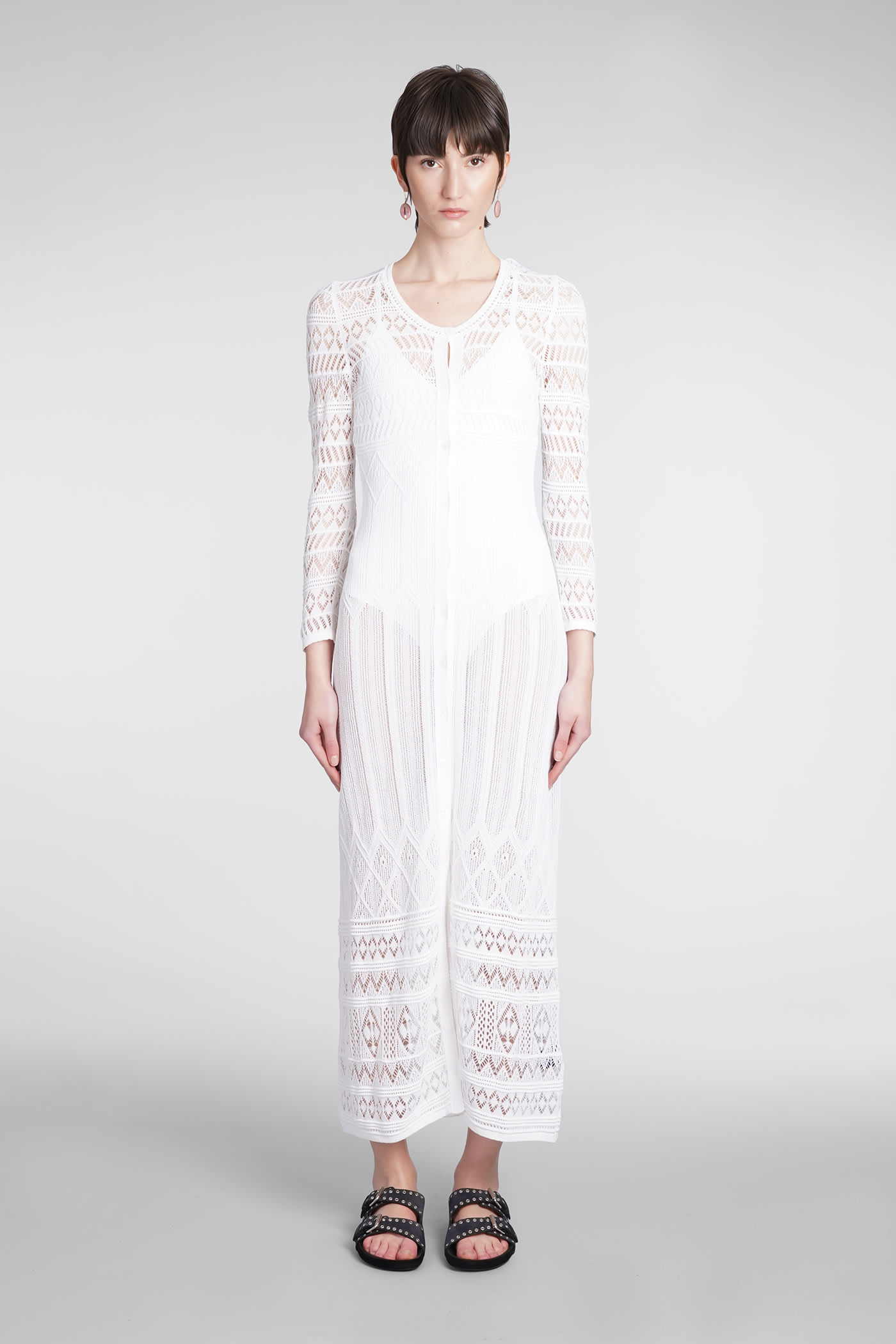 Isabel Marant Atedy Crochet Column Dress In White