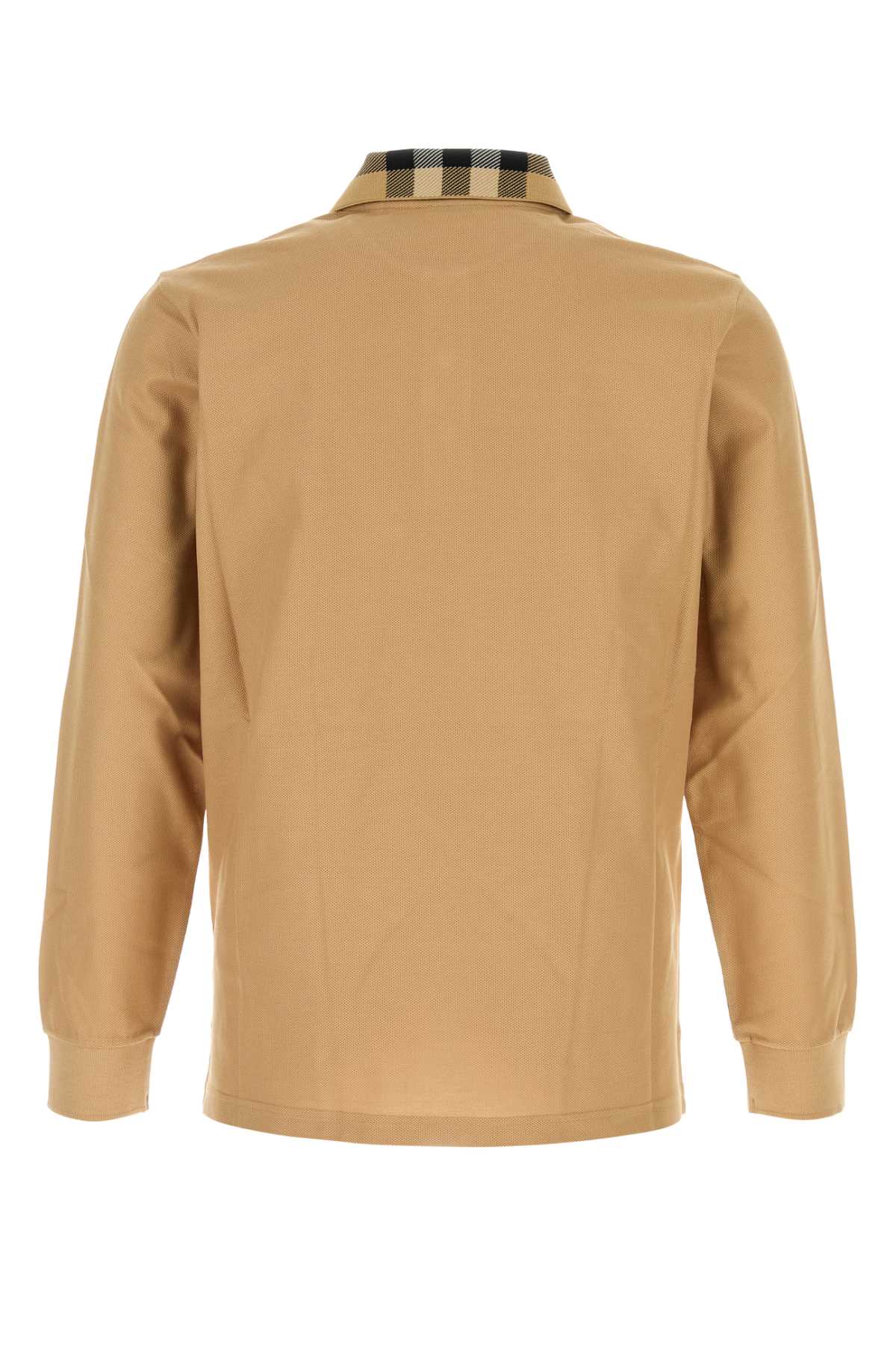 Shop Burberry Camel Piquet Polo Shirt In Archivebeige