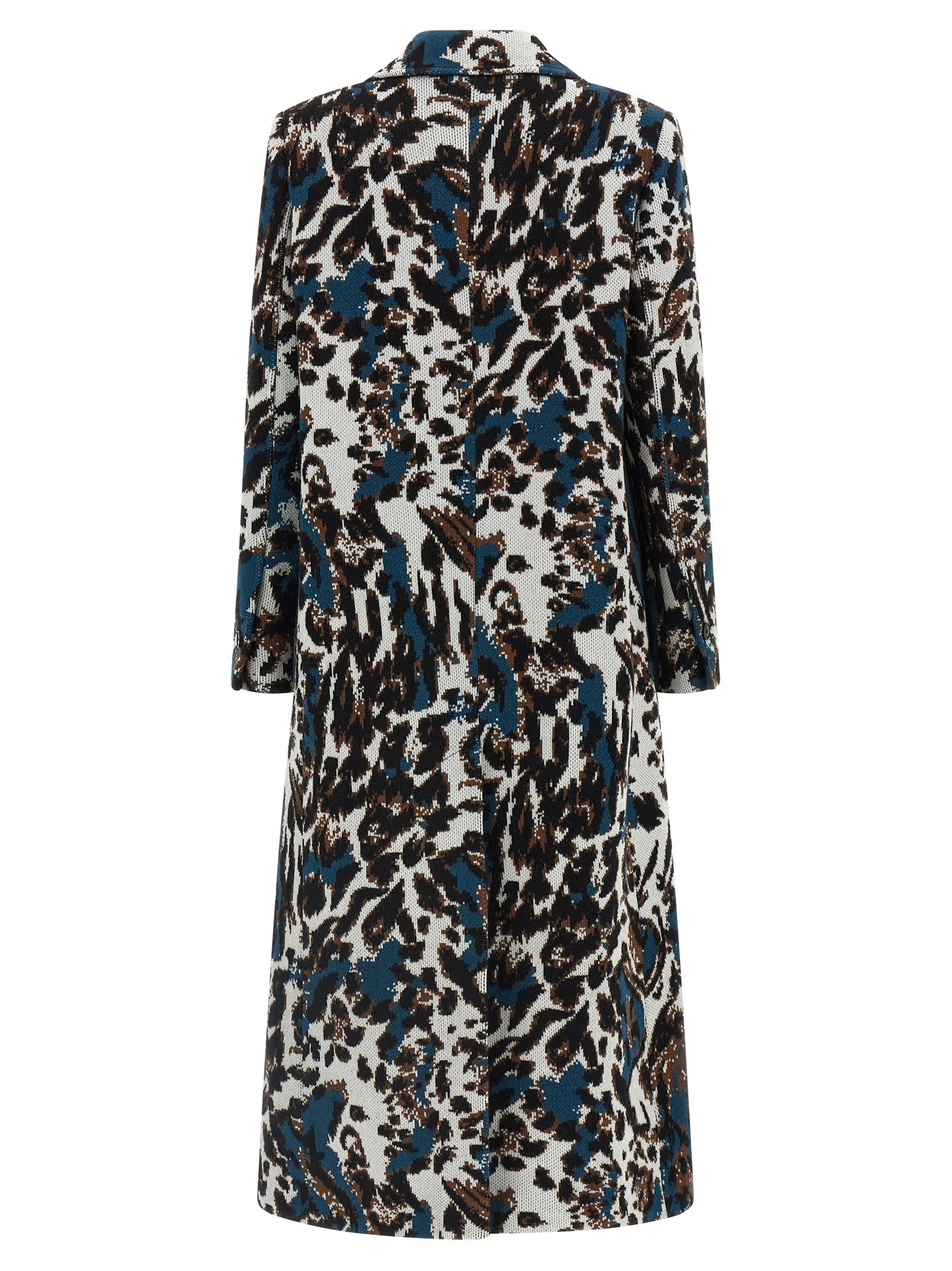 Missoni Long Animal Print Coat Featuring Pockets In Green