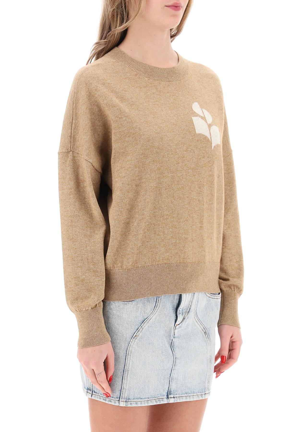 Shop Marant Etoile Marisans Sweater With Logo Intarsia In Camel (beige)