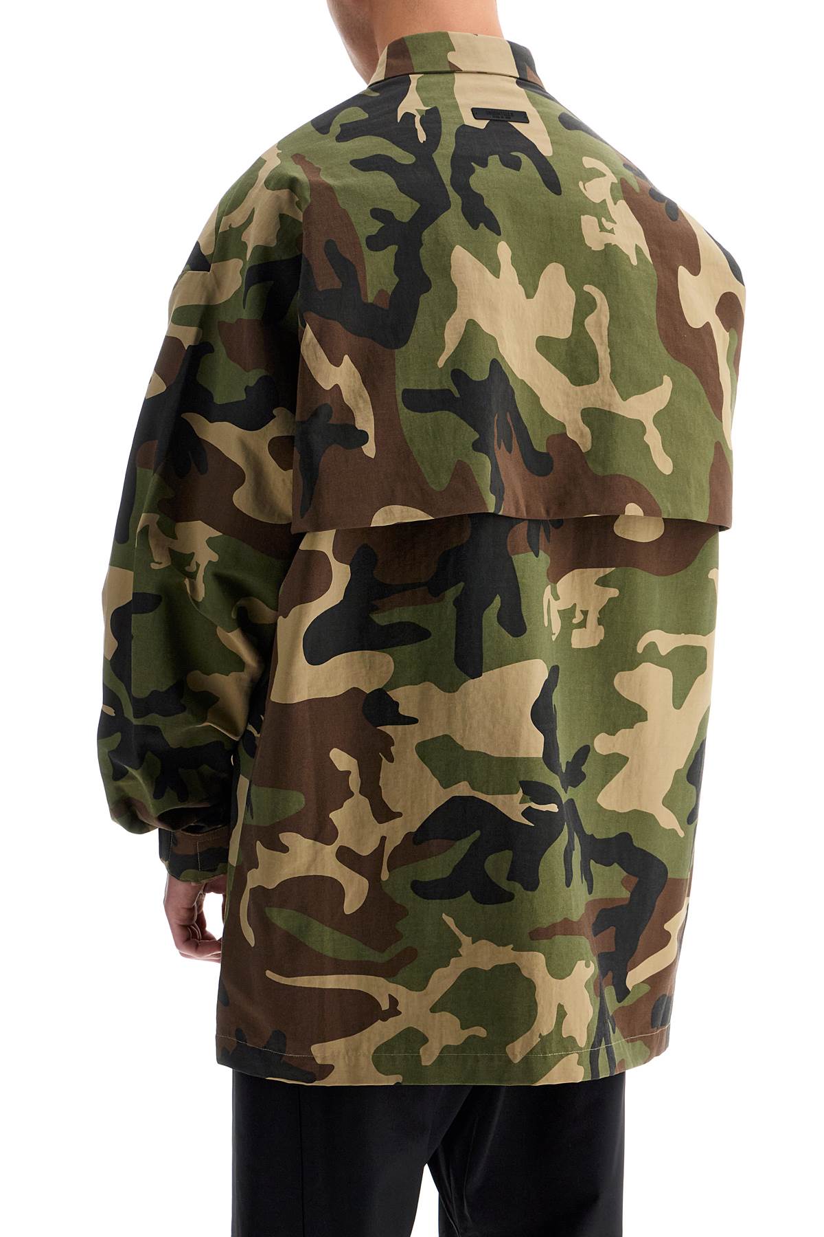 Shop Fear Of God Nylon Camouflage Overshirt For In Woodland Camo (khaki)