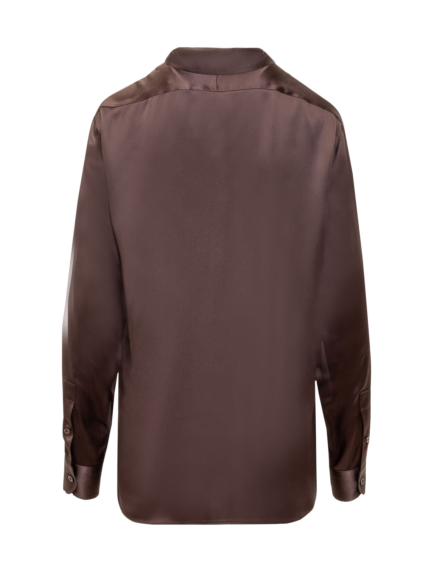 Shop Tom Ford Silk Satin Shirt In Mahogany