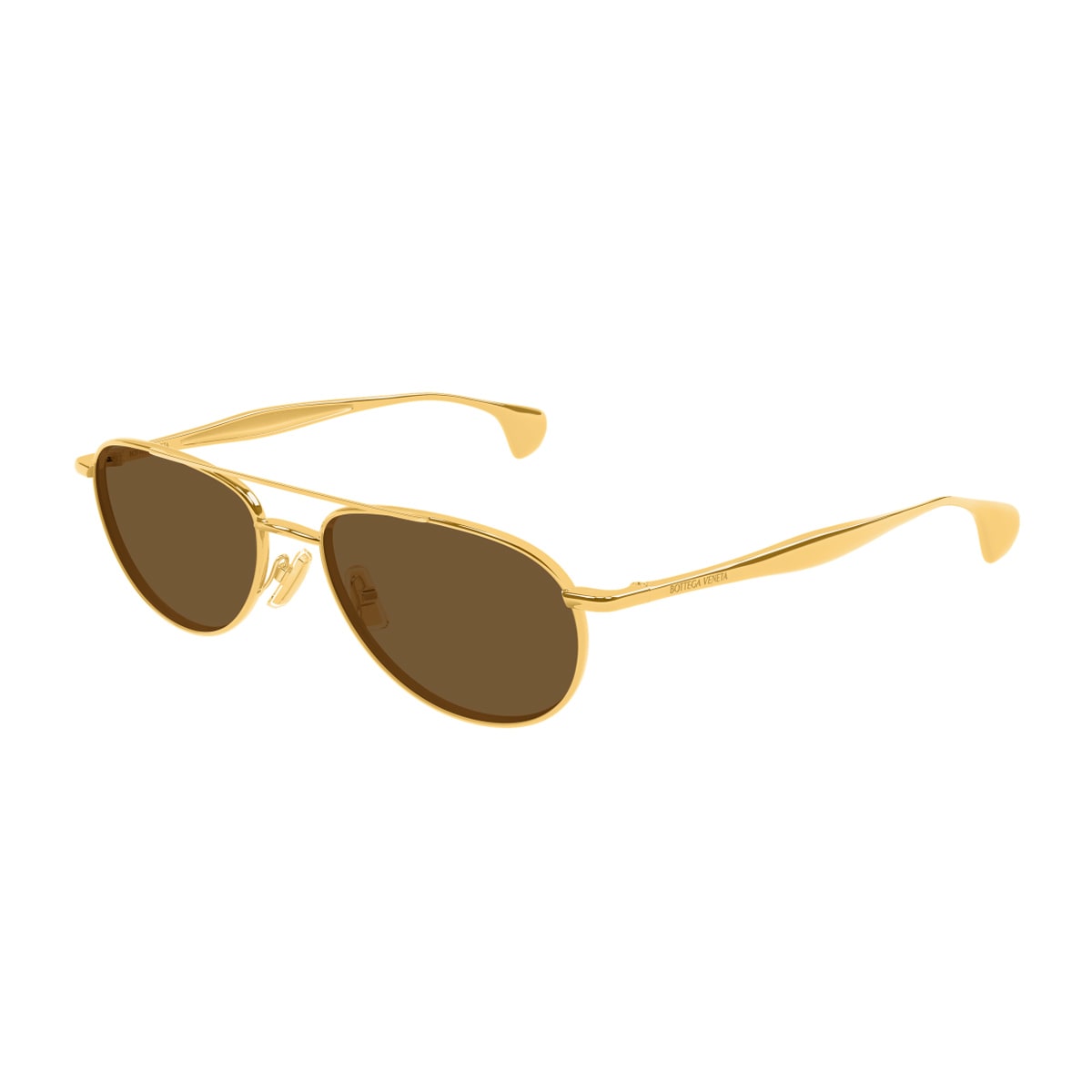 Bottega Veneta Bv1419s Linea Signature Icons 001 Gold Gold Brown Sunglasses In Gold