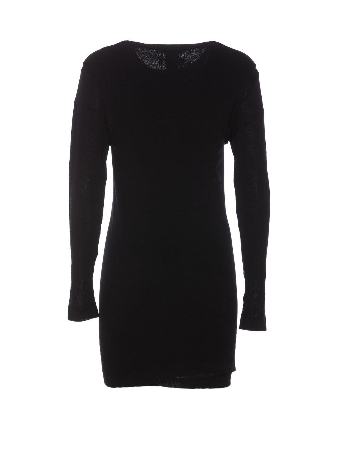 Shop Lemaire Double Layered Knitted Mini Dress In Black