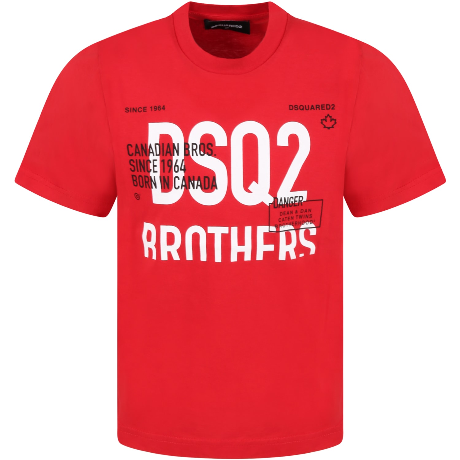 Dsquared2 Red T-shirt For Boy With White Logo