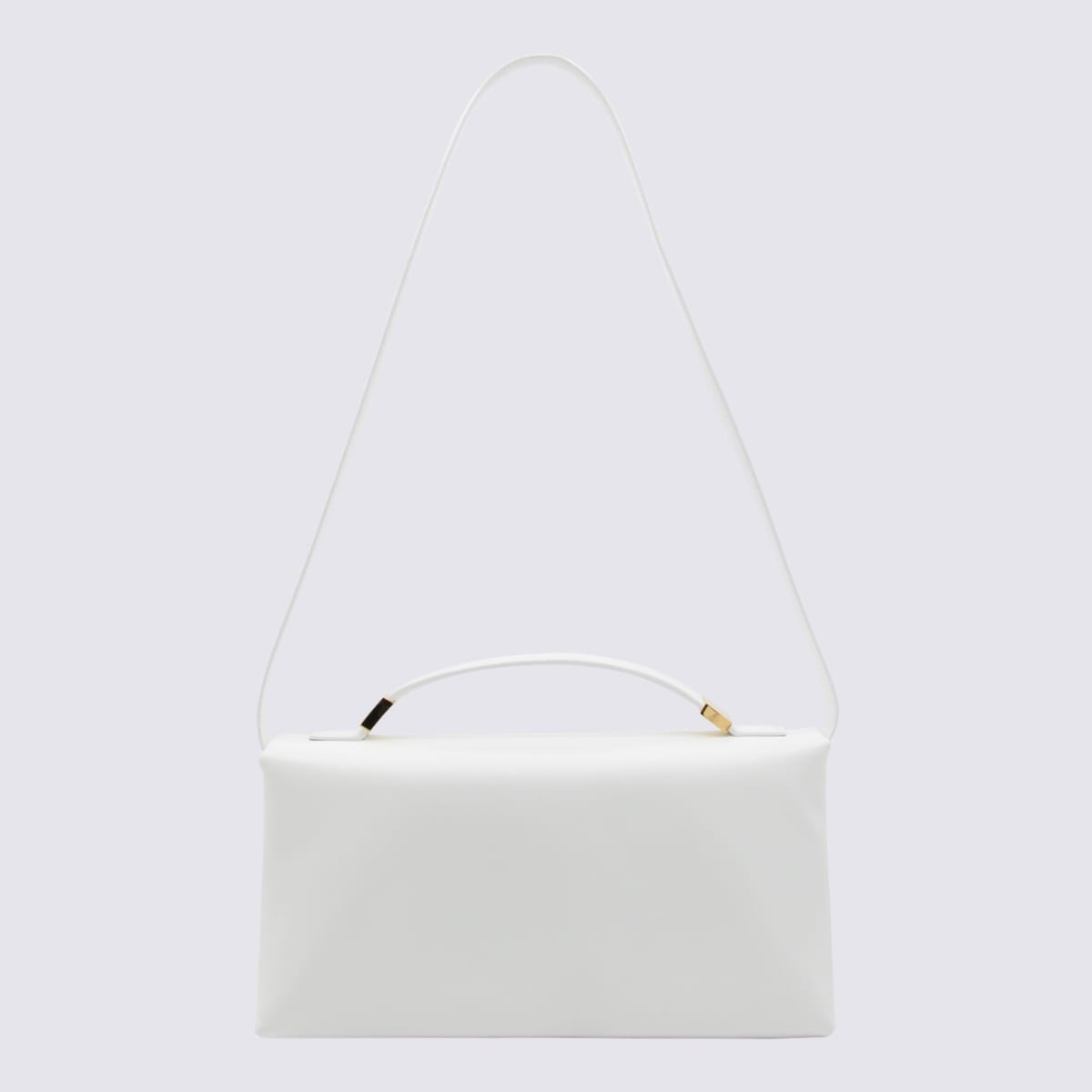 Shop Marni White Leather Prisma Top Handle Bag