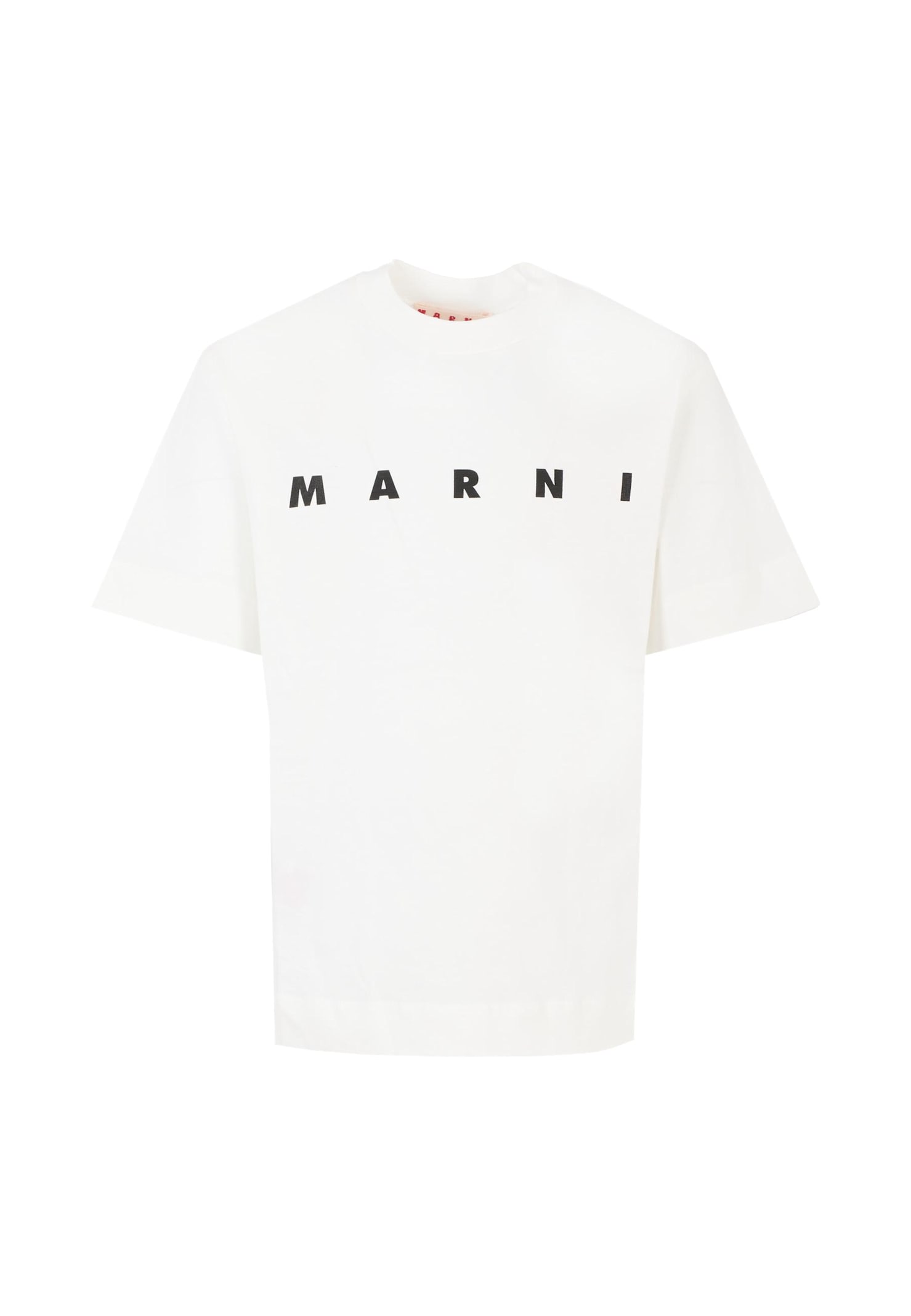 Marni White T-shirt For Kids With Black Logo In White