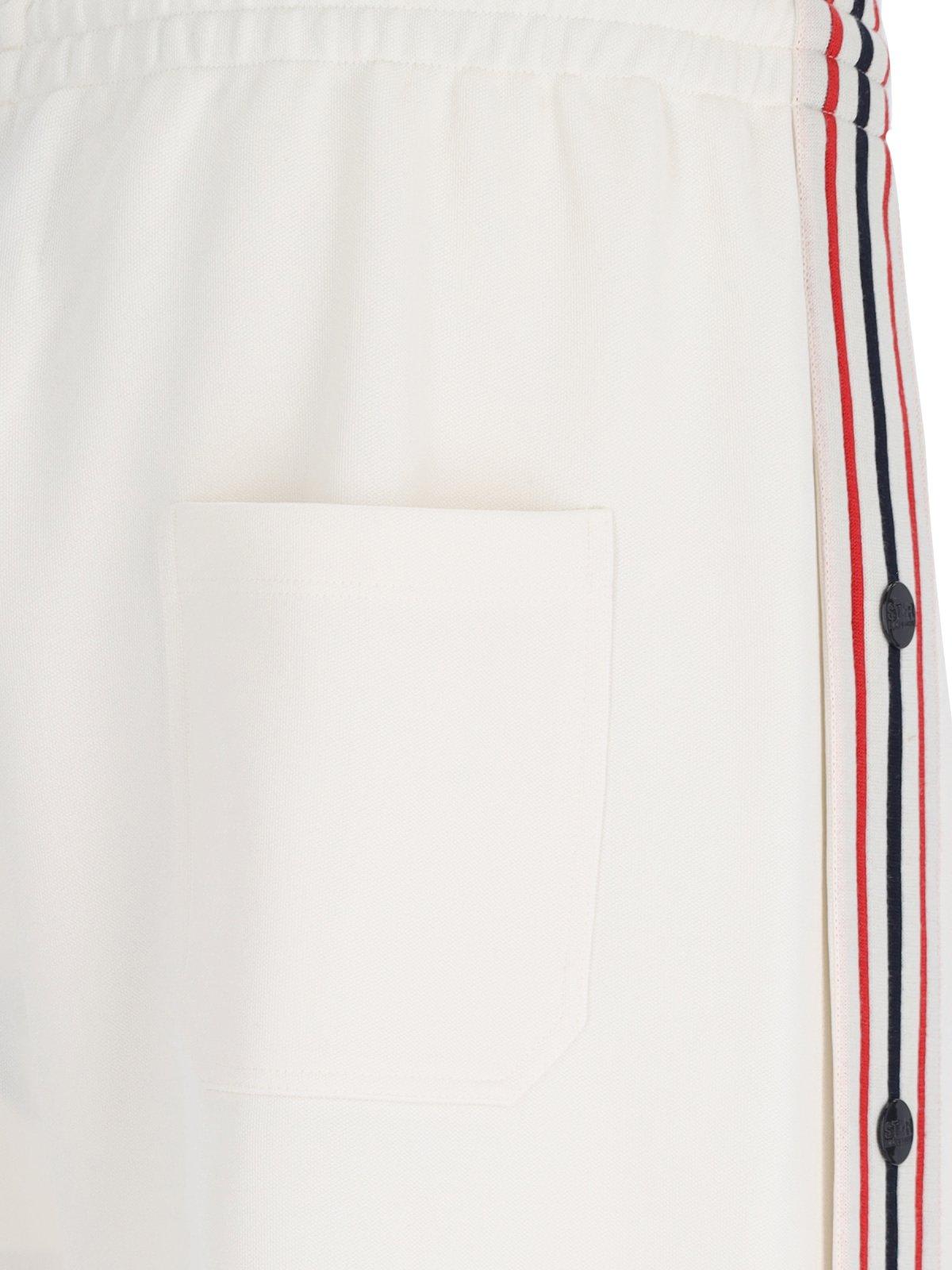 Shop Golden Goose Straight-leg Side-striped Pants In Ivory