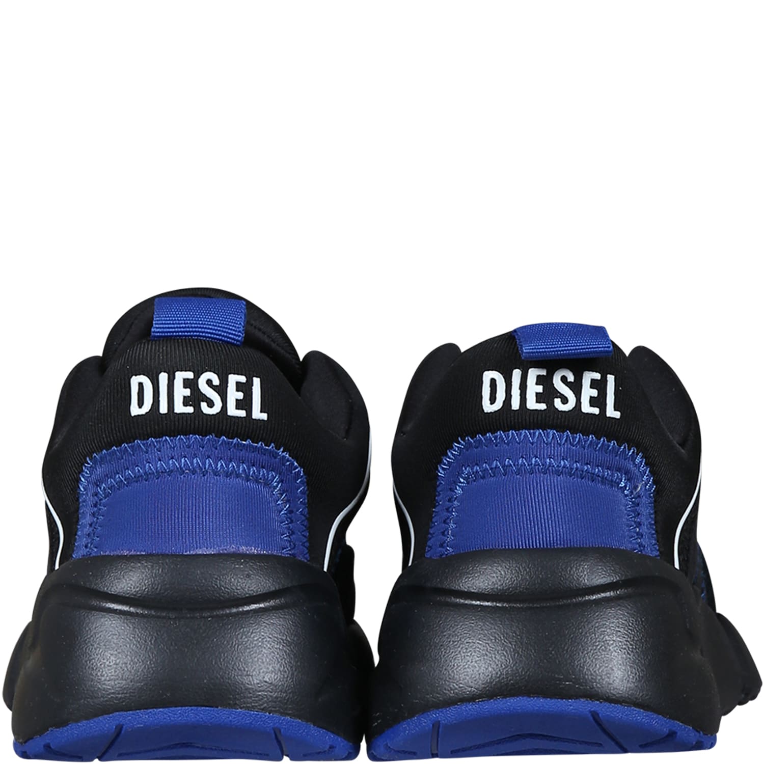 Shop Diesel Black Sneakers For Kids With Blue Logo