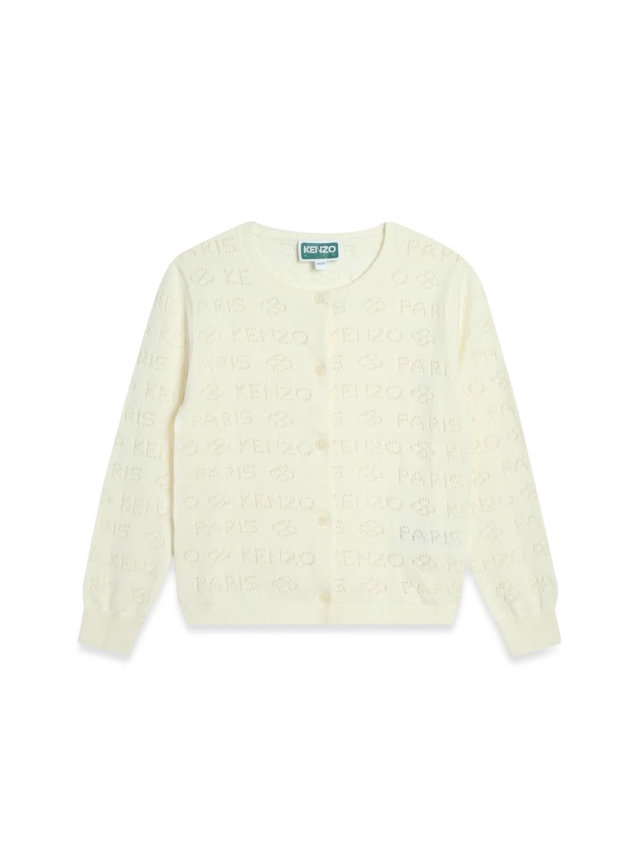 Shop Kenzo Tricot Cardigan In Ivory
