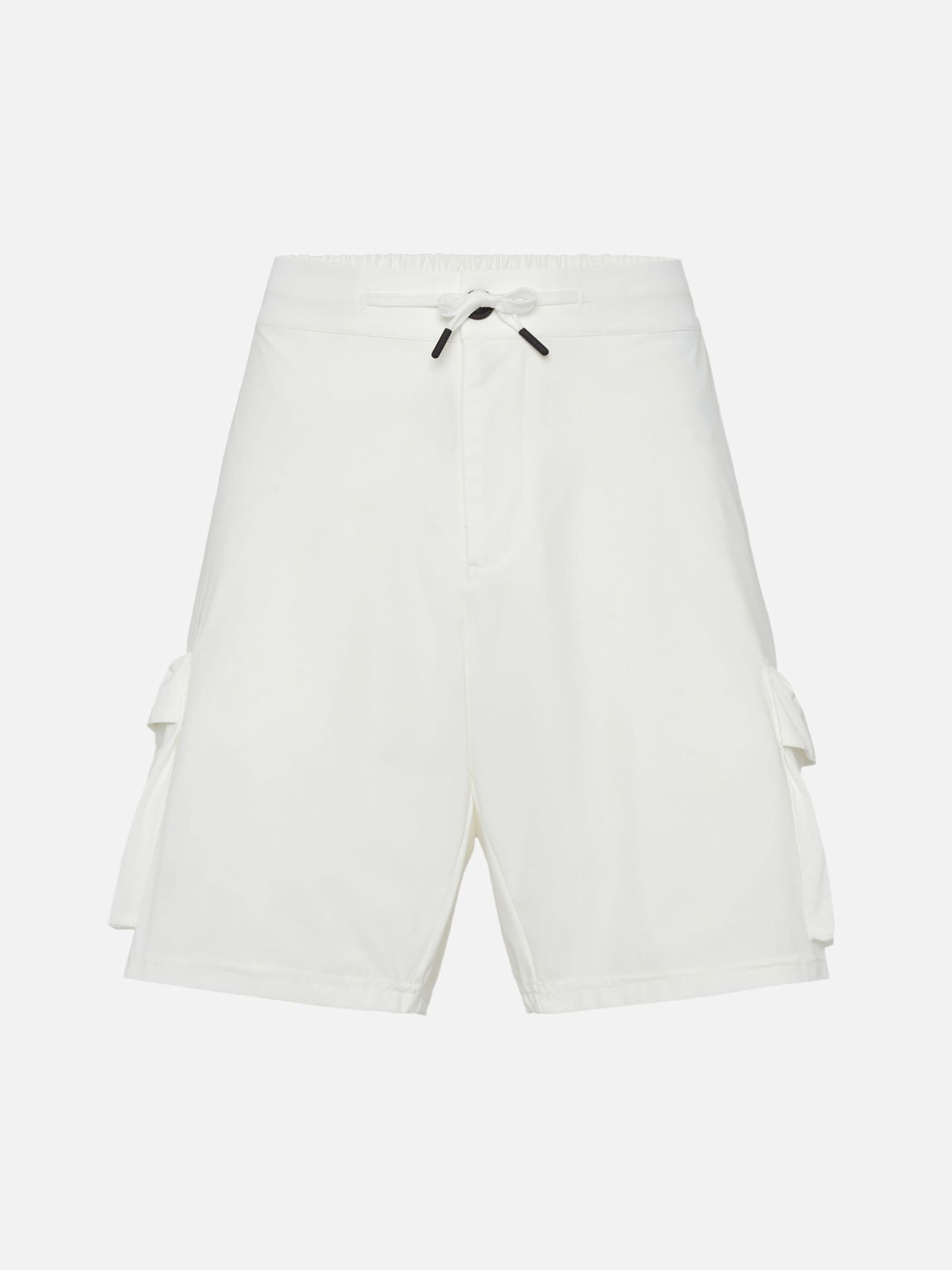 Mc2 Saint Barth Off-white Technic Fabric Bermuda Shorts Deck In White
