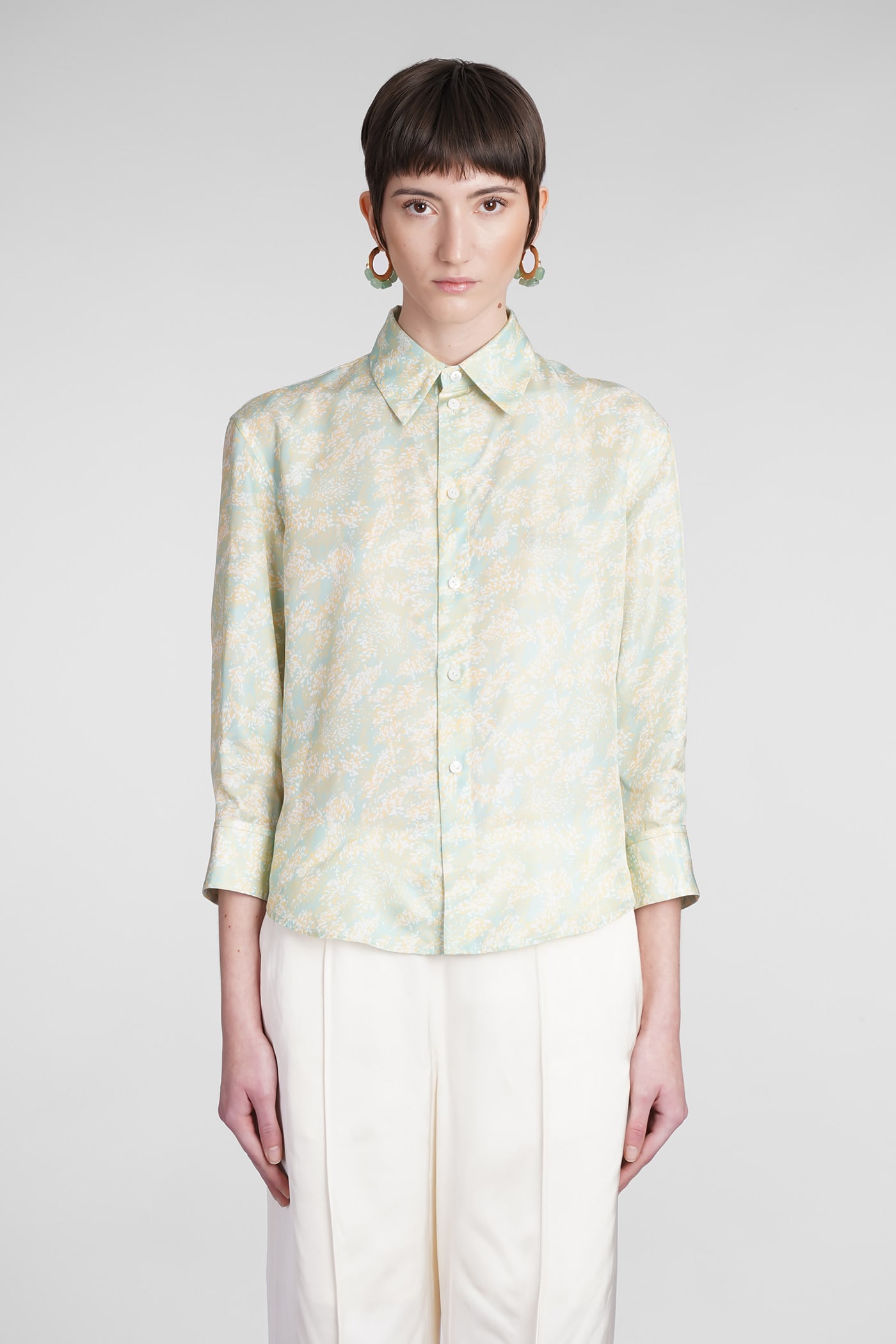 JIL SANDER SHIRT IN GREEN SILK