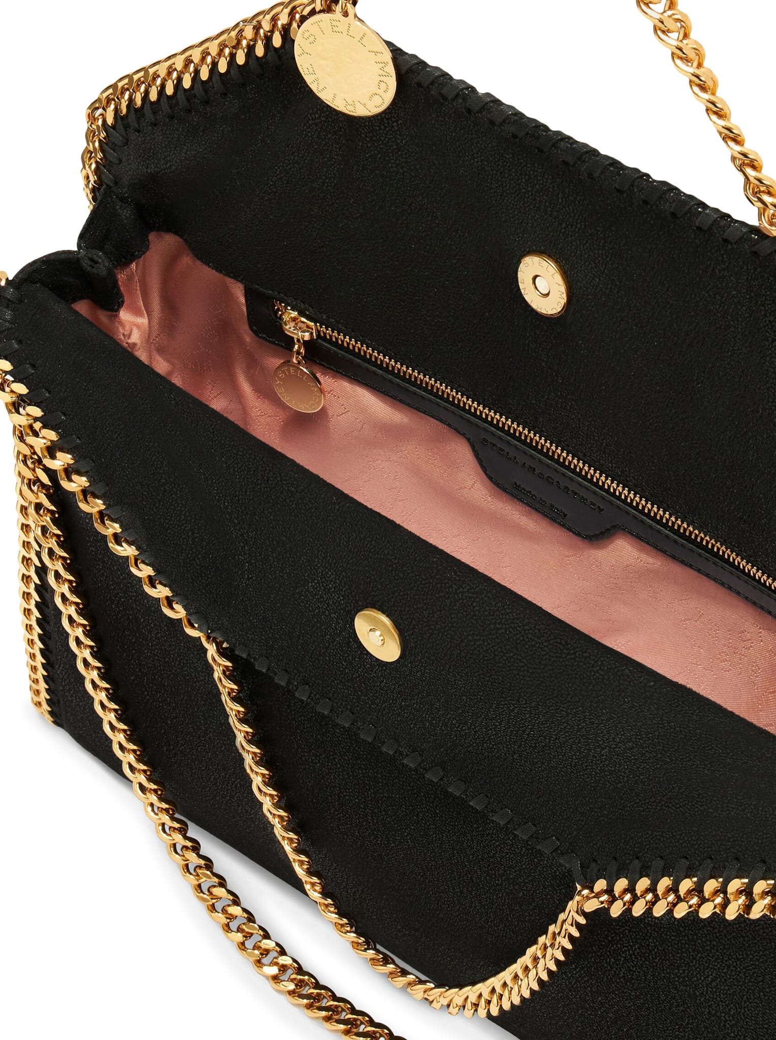 Shop Stella Mccartney 3chain Tote Eco Shaggy Deer W/gold Color Chain In Black