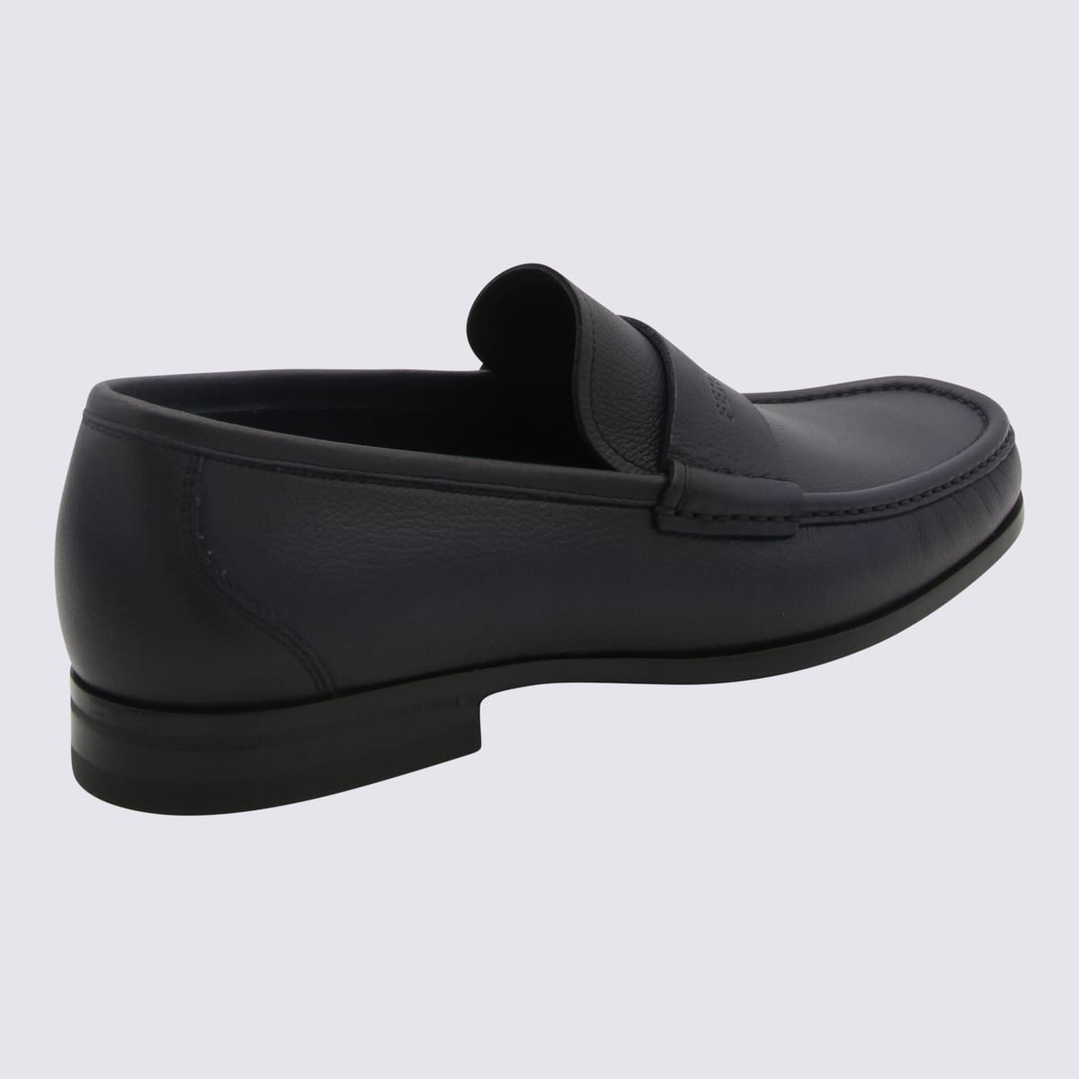 Shop Ferragamo Midnight Blue Leather Loafers