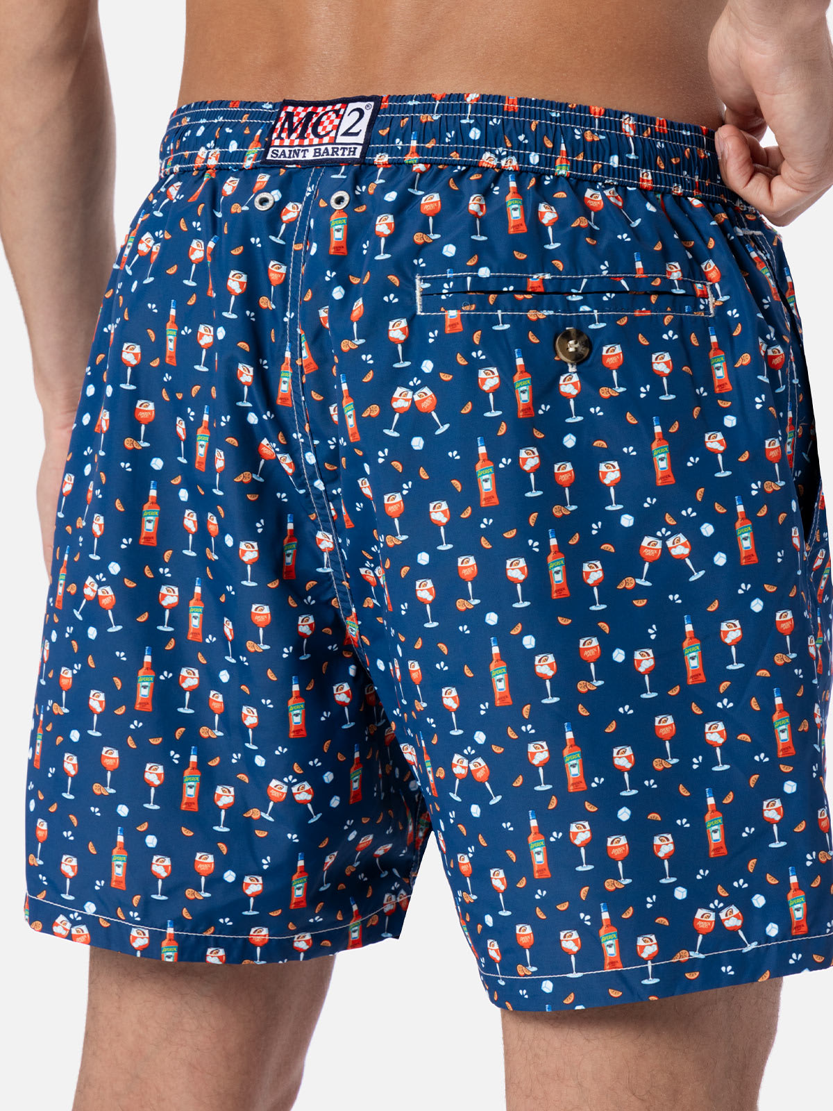MC2 SAINT BARTH MAN LIGHTWEIGHT FABRIC SWIM-SHORTS LIGHTING MICRO FANTASY WITH APEROL SPRITZ PRINT APEROL SPECIAL ED