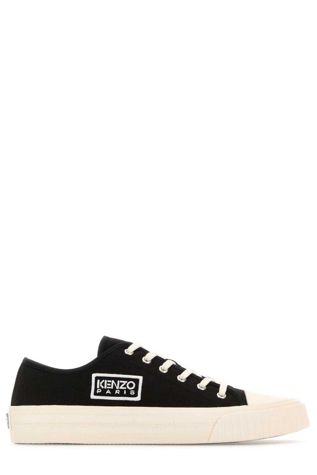Kenzo Logo Embroidered Low-top Sneakers In Black
