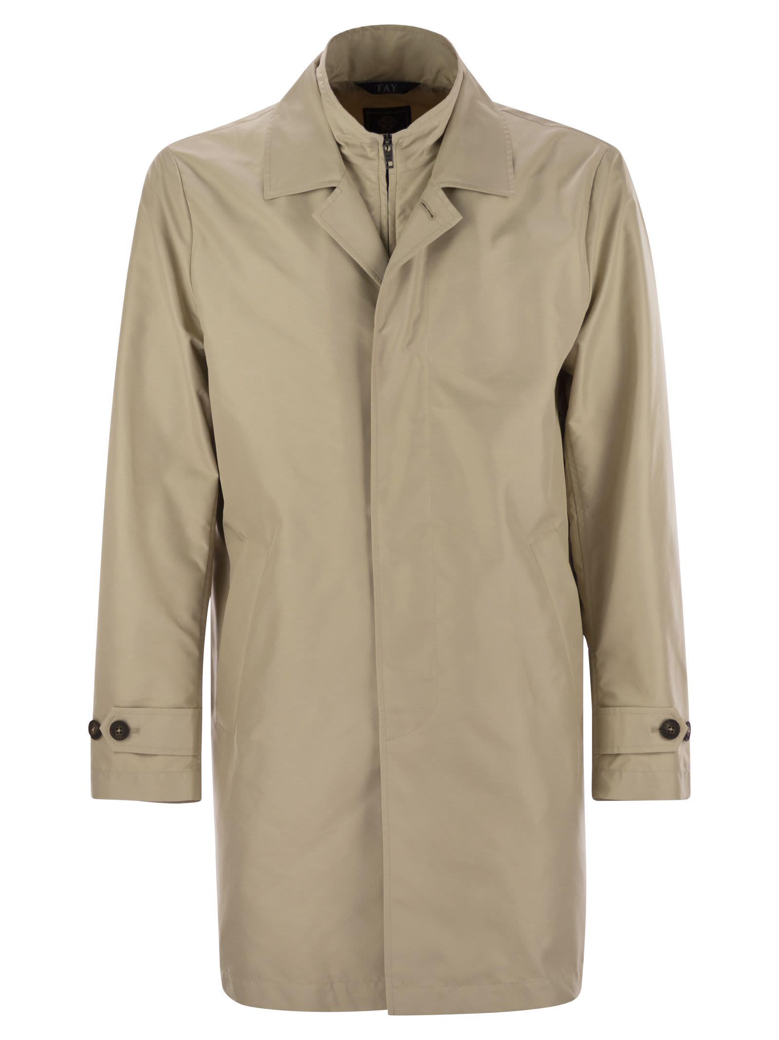 Fay Men Morning Coat In Technical Poplin In Sand
