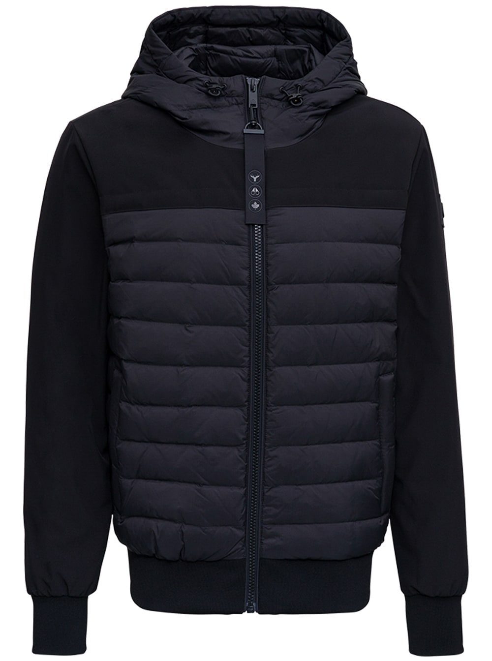 Moose Knuckles Black Quilted Hooded Nylon Down Jacket