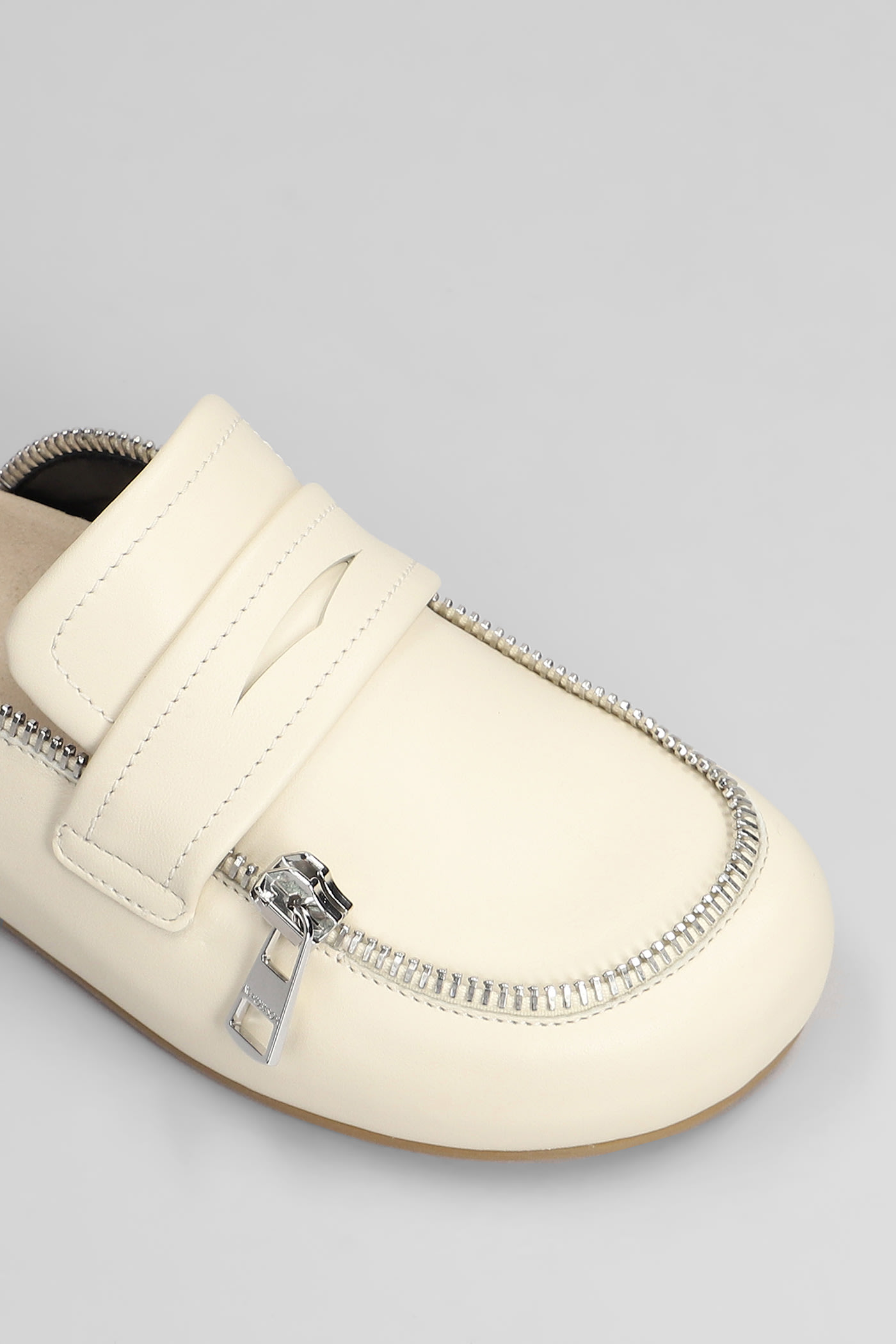 Jw Anderson Biker Loafer Slipper-mule In Beige Leather In Beige