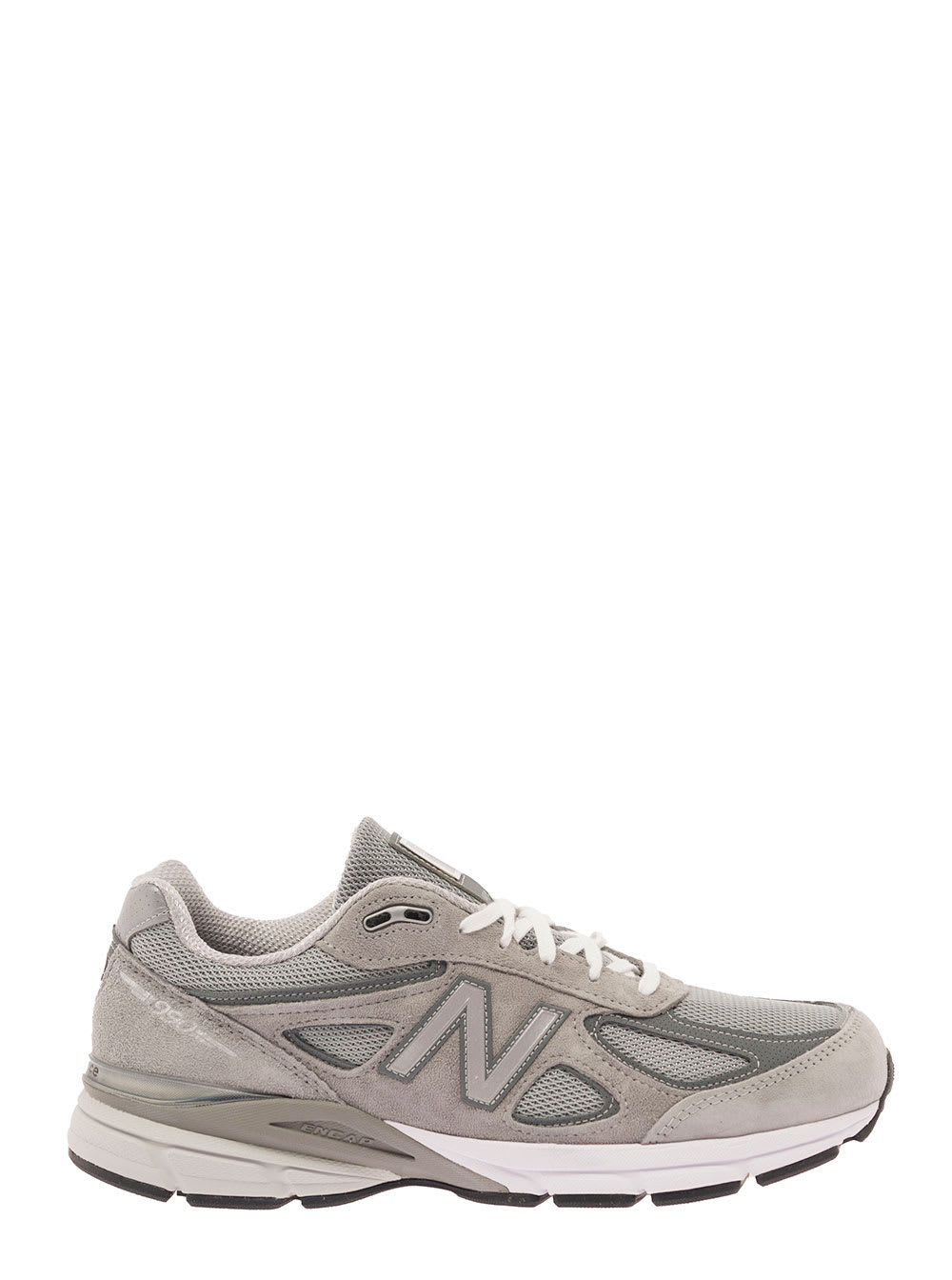 990 Grey Low Top Sneakers With Logo Detail In Leather And Suede Man